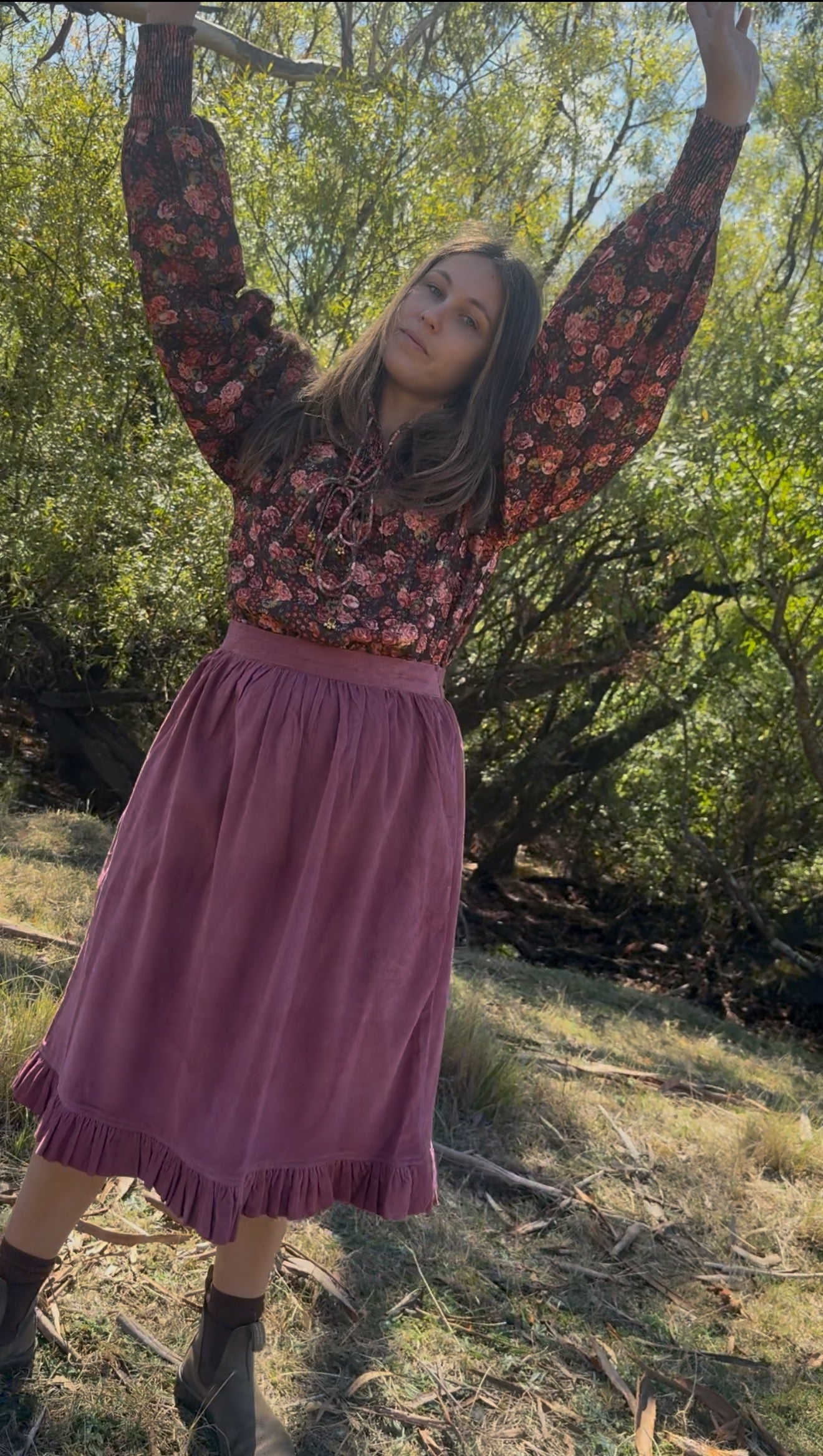 SECOND - 100% RECYCLED COTTON CORDUROY- BAMBI BLOUSE AUTUMNAL FLORAL XL