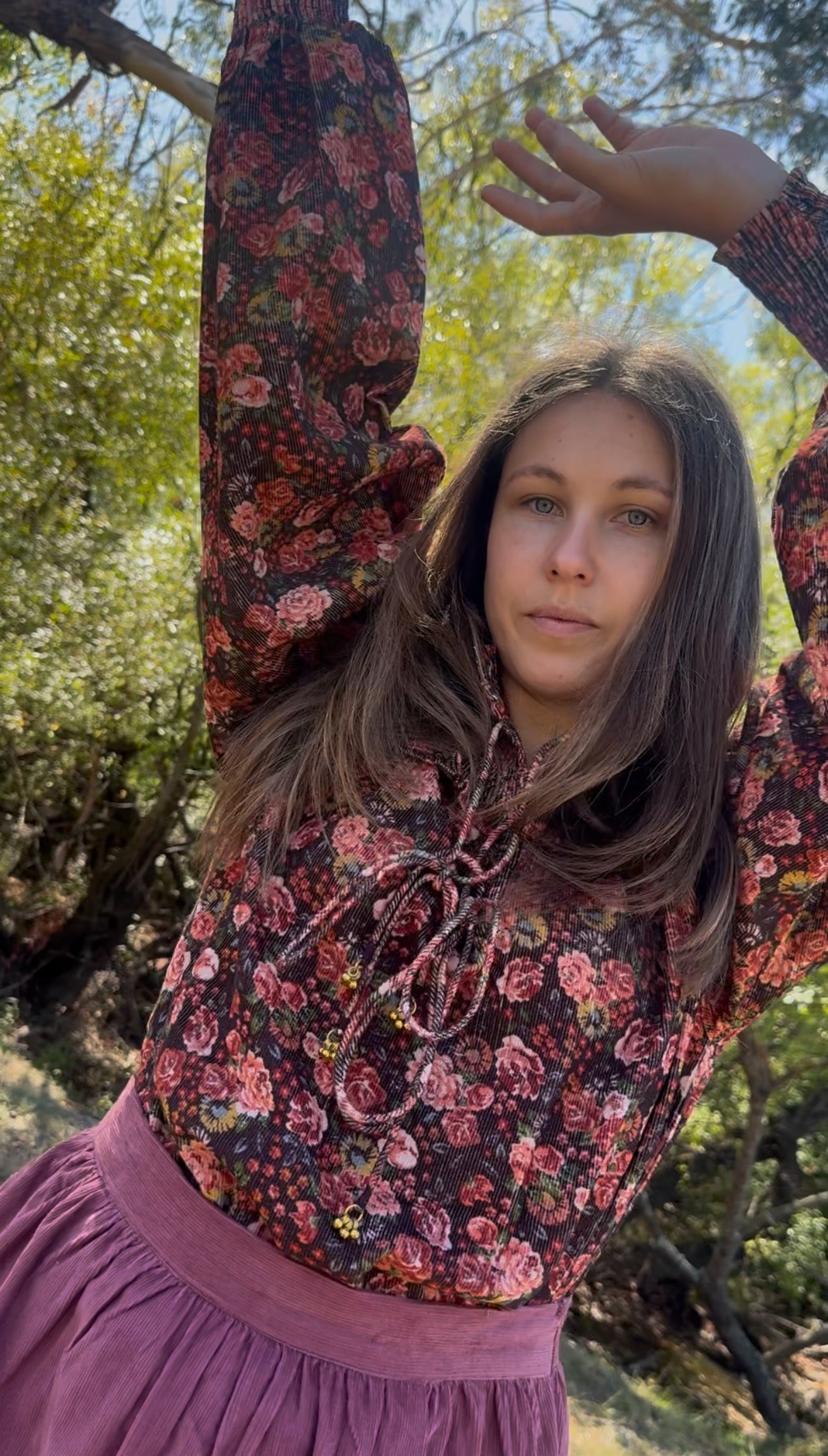 SECOND - 100% RECYCLED COTTON CORDUROY- BAMBI BLOUSE AUTUMNAL FLORAL XL