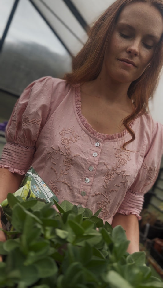 100% RECYCLED COTTON - FAUSTINE DRESS PASTEL PINK