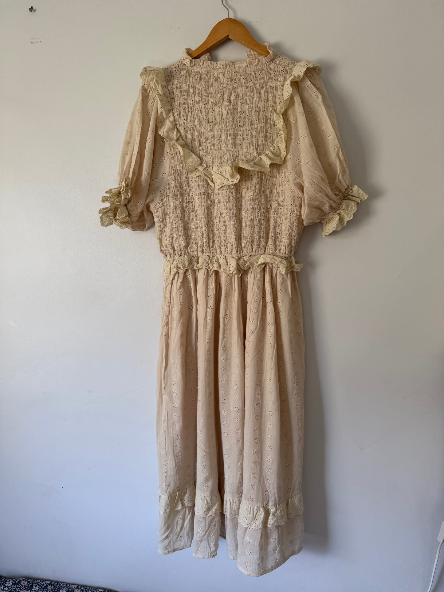 PRELOVED ESLEY DRESS ANTIQUE WHITE COTTON LACE XL