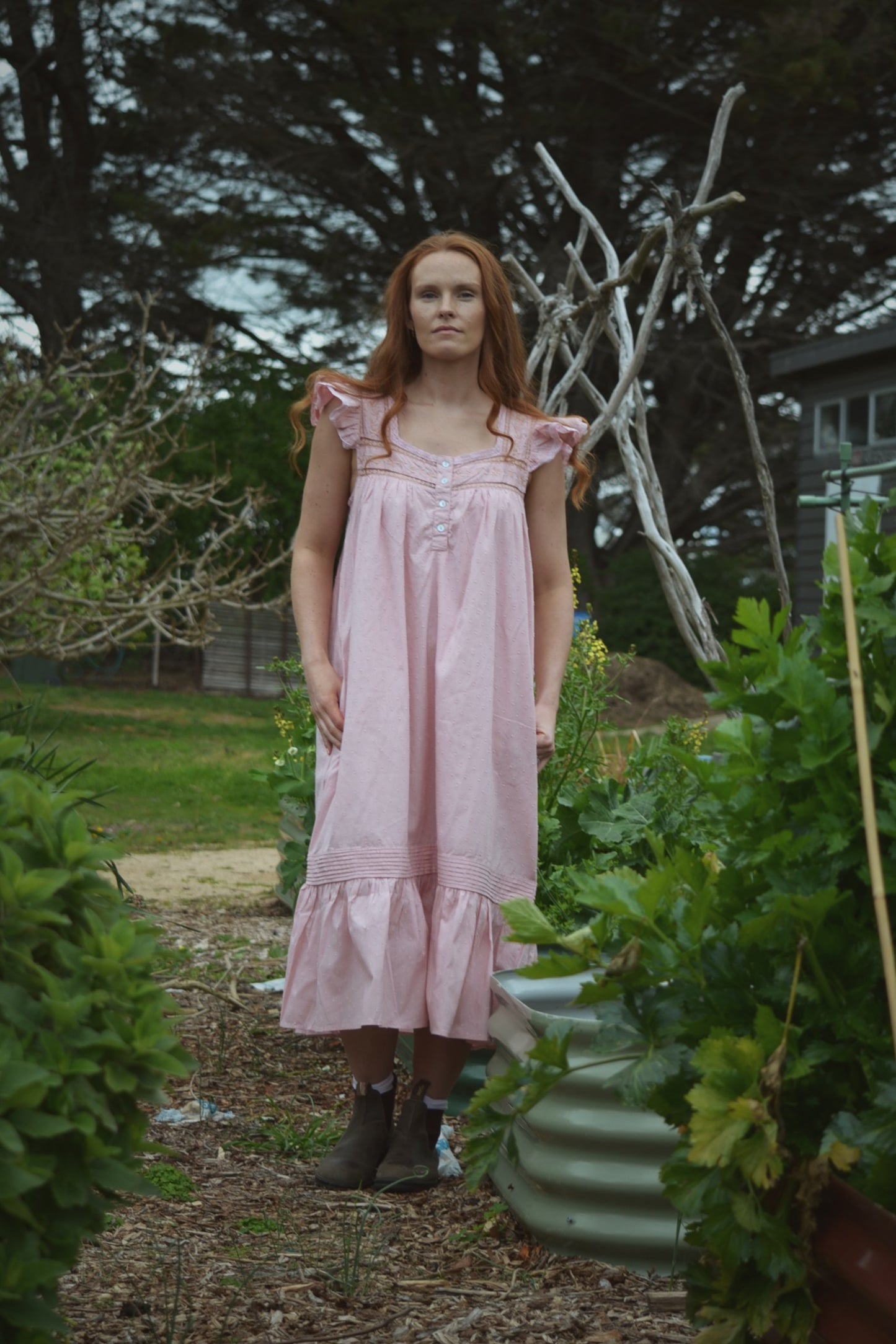100% RECYCLED COTTON - ALICE DRESS - PASTEL PINK