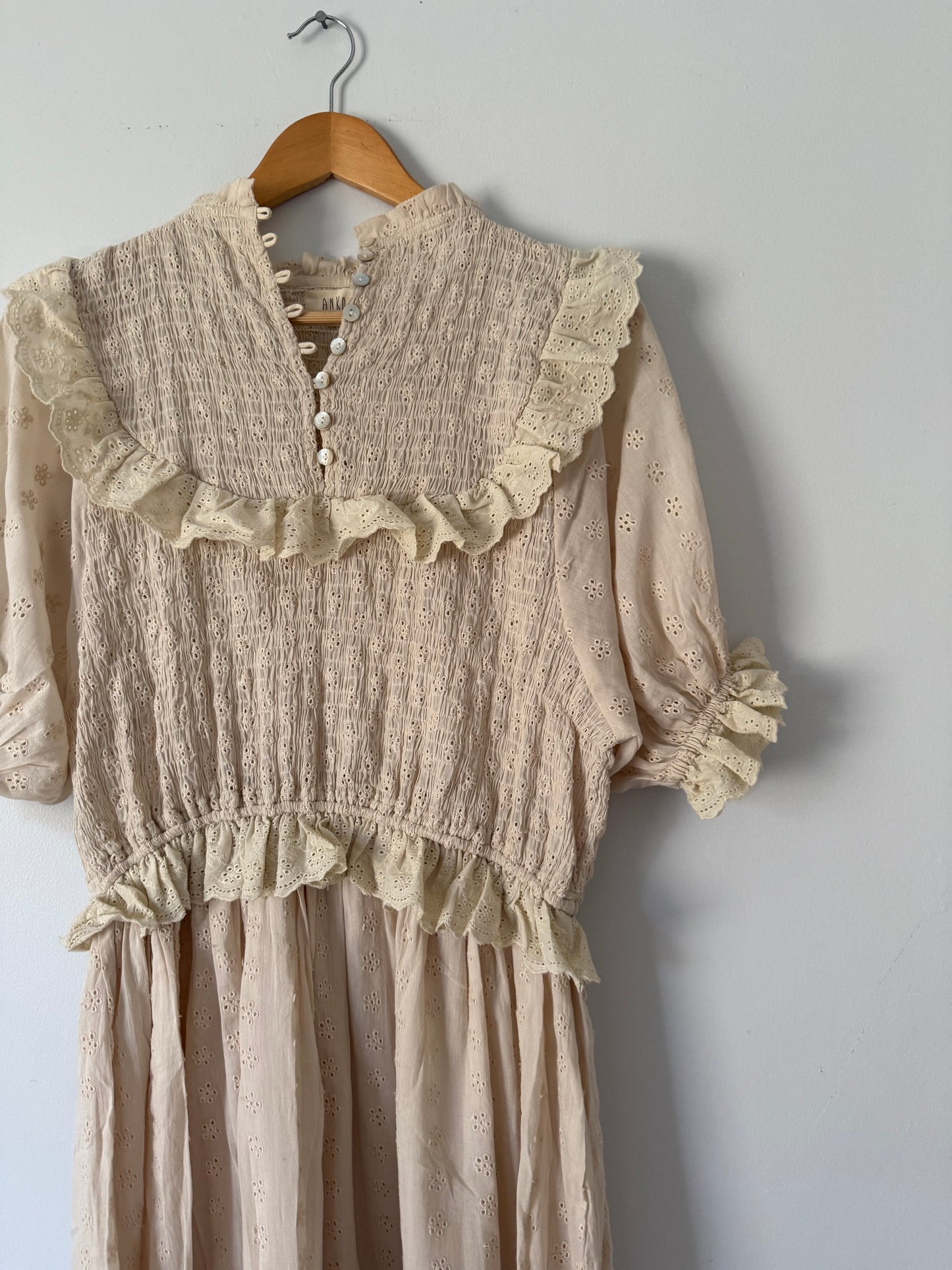 PRELOVED ESLEY DRESS ANTIQUE WHITE COTTON LACE XL