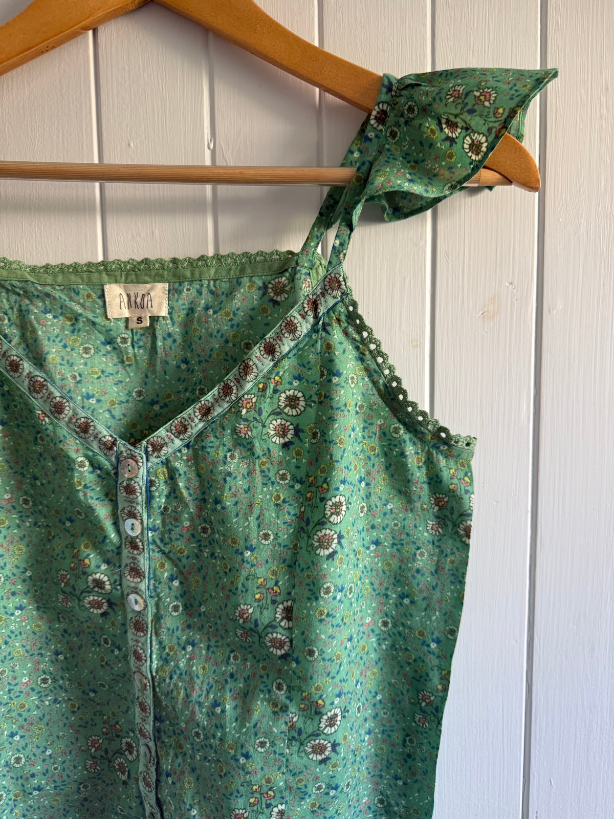 PRELOVED - MARAIS CAMISOLE GREEN FLORAL S