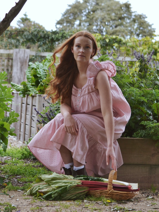 100% RECYCLED COTTON - ALICE DRESS - PASTEL PINK