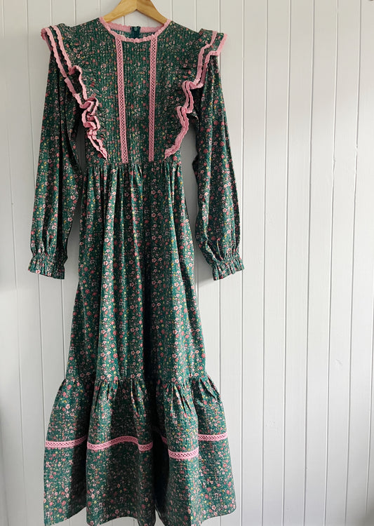 PRELOVED - BRAMWELL DRESS DITSY FLORAL TEAL PINK POPLIN XS (Copy)