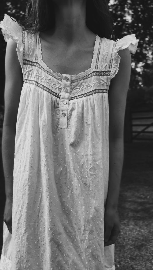 SMALL RESTOCK - 100% RECYCLED COTTON - ALICE DRESS - WHITE