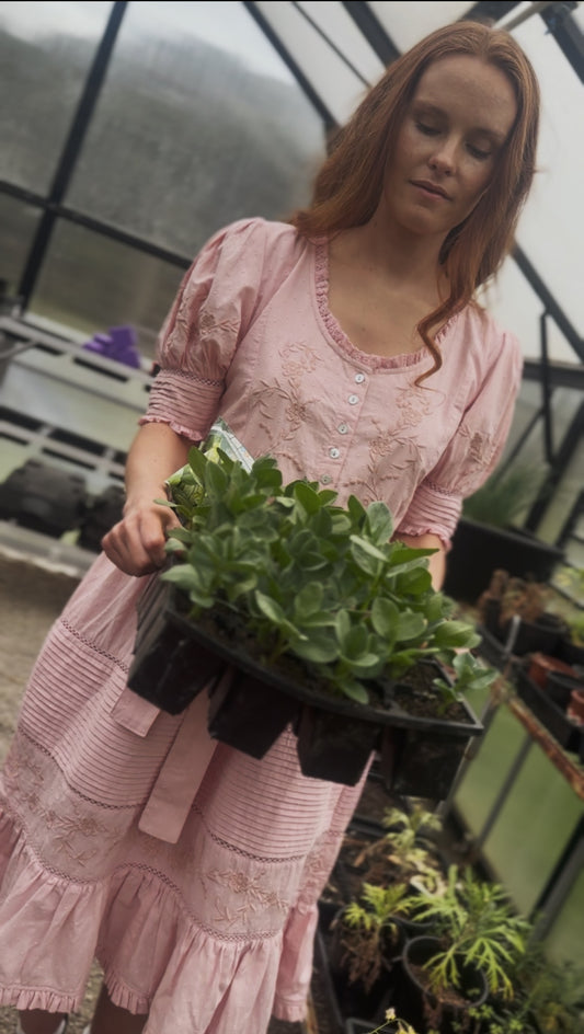 100% RECYCLED COTTON - FAUSTINE DRESS PASTEL PINK