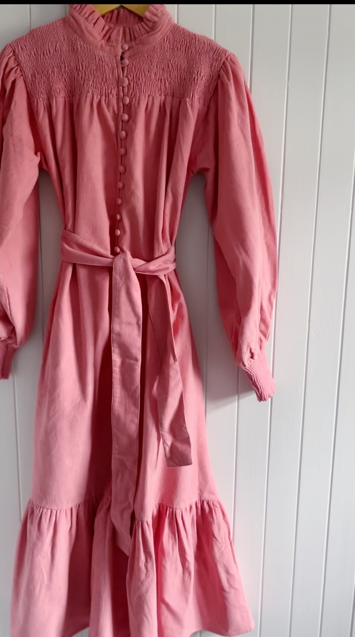 PRELOVED - 100% COTTON CORDUROY - CLOTHILDE DRESS CERISE PINK XS