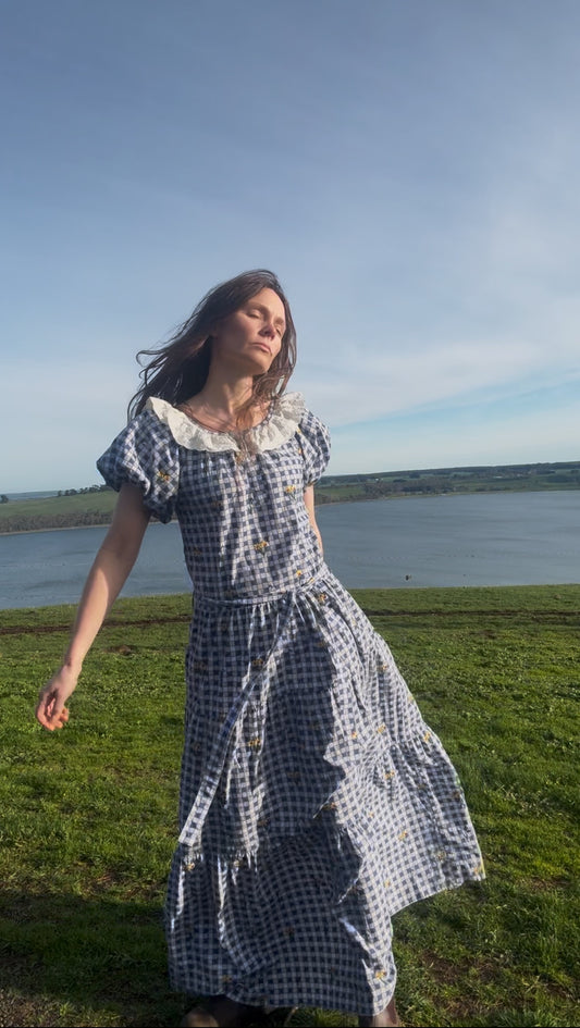 100% RECYCLED COTTON - DELPHINIUM BLUE GINGHAM