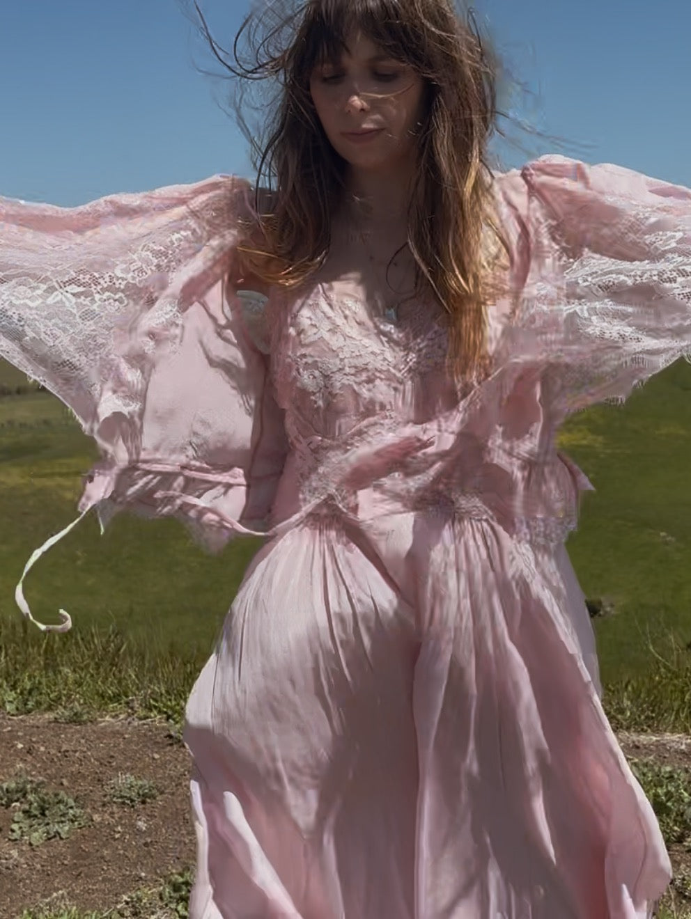 AMORET SILK CAPELET BLOUSE - PASTEL PINK