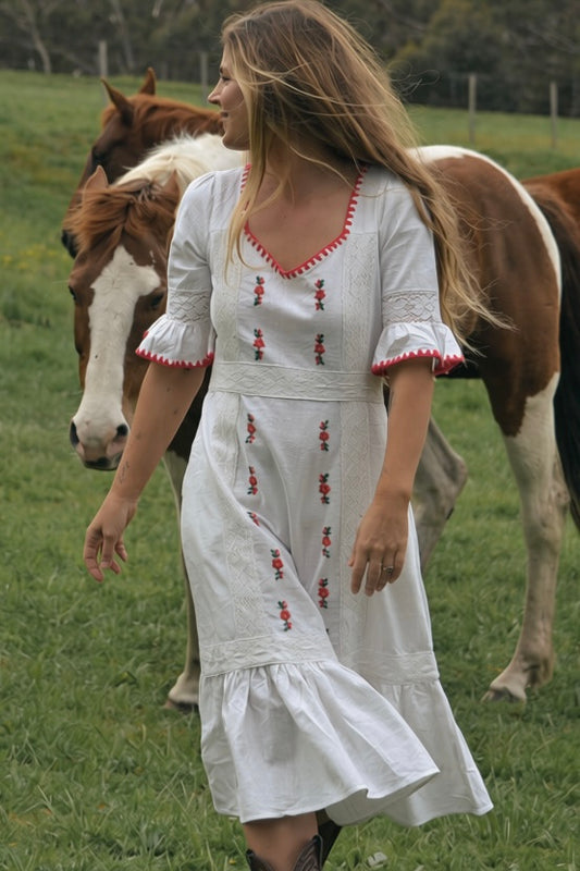 100% COTTON - FOLKLORE EMBROIDERED DRESS