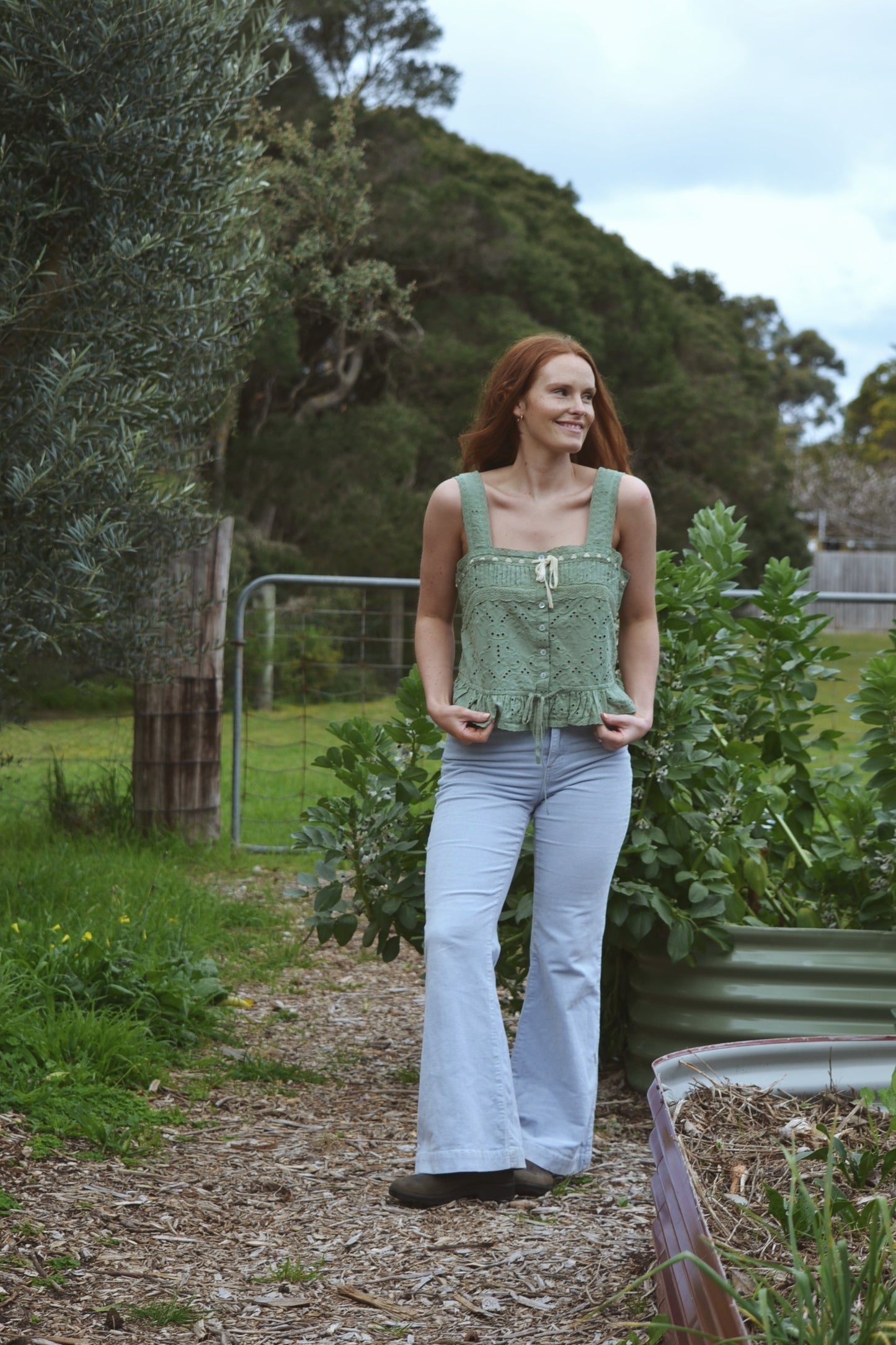 100% RECYCLED COTTON - ETIENNE CAMI SAGE