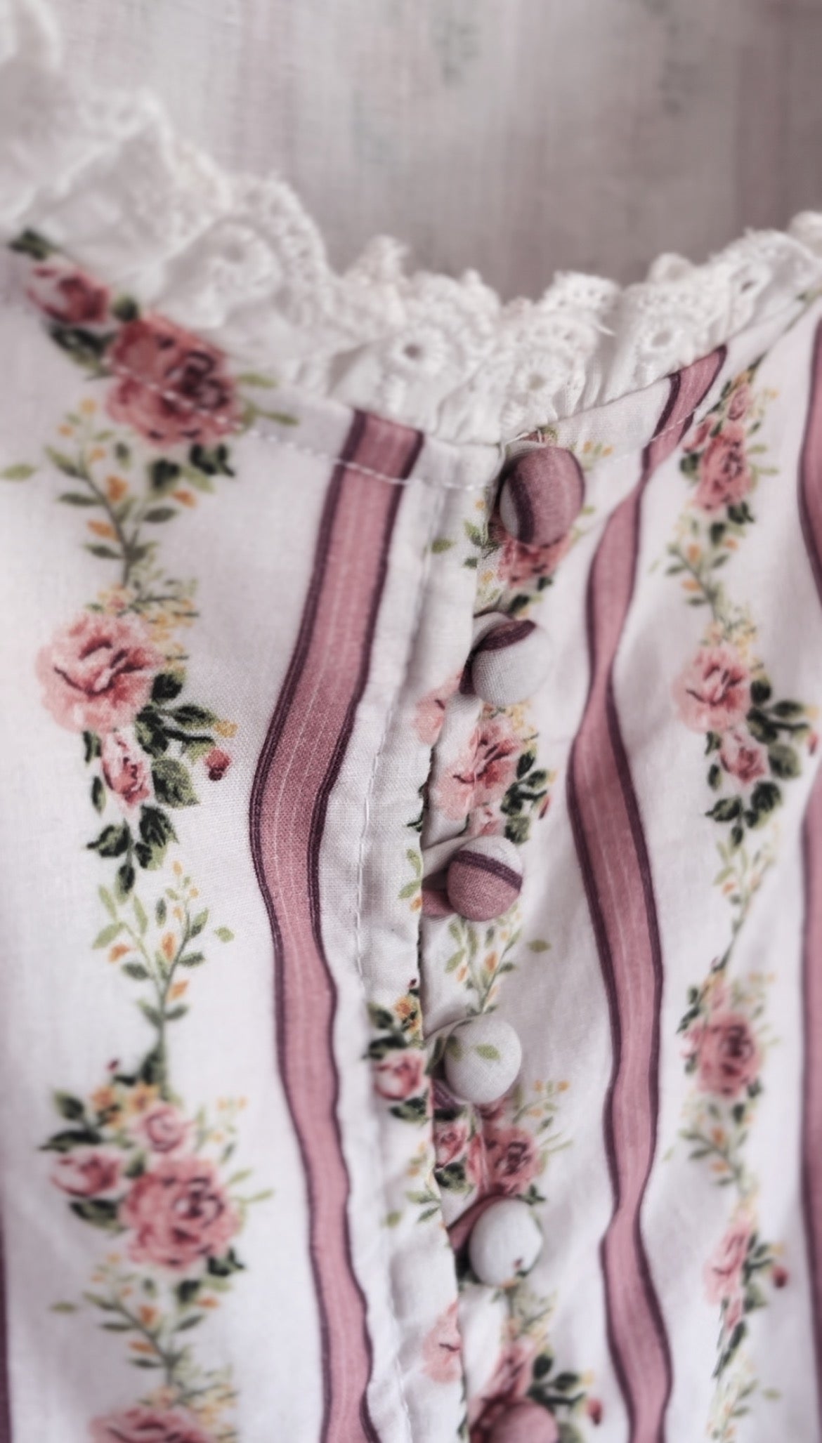 SECOND - 100% RECYCLED COTTON - AURELIA DRESS IN ROSE VINTAGE WALLPAPER