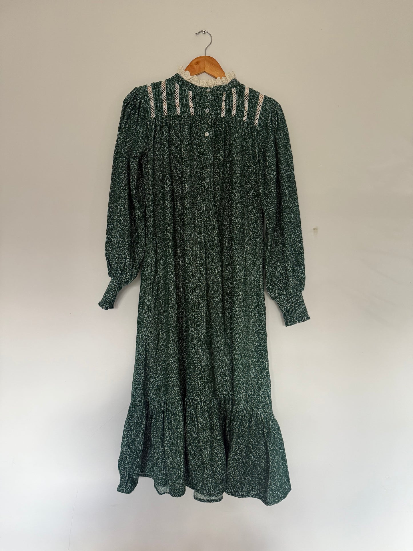 PRELOVED - 100% RECYCLED COTTON CORDUROY - CLOTHILDE DRESS FOREST GREEN MIDI XS