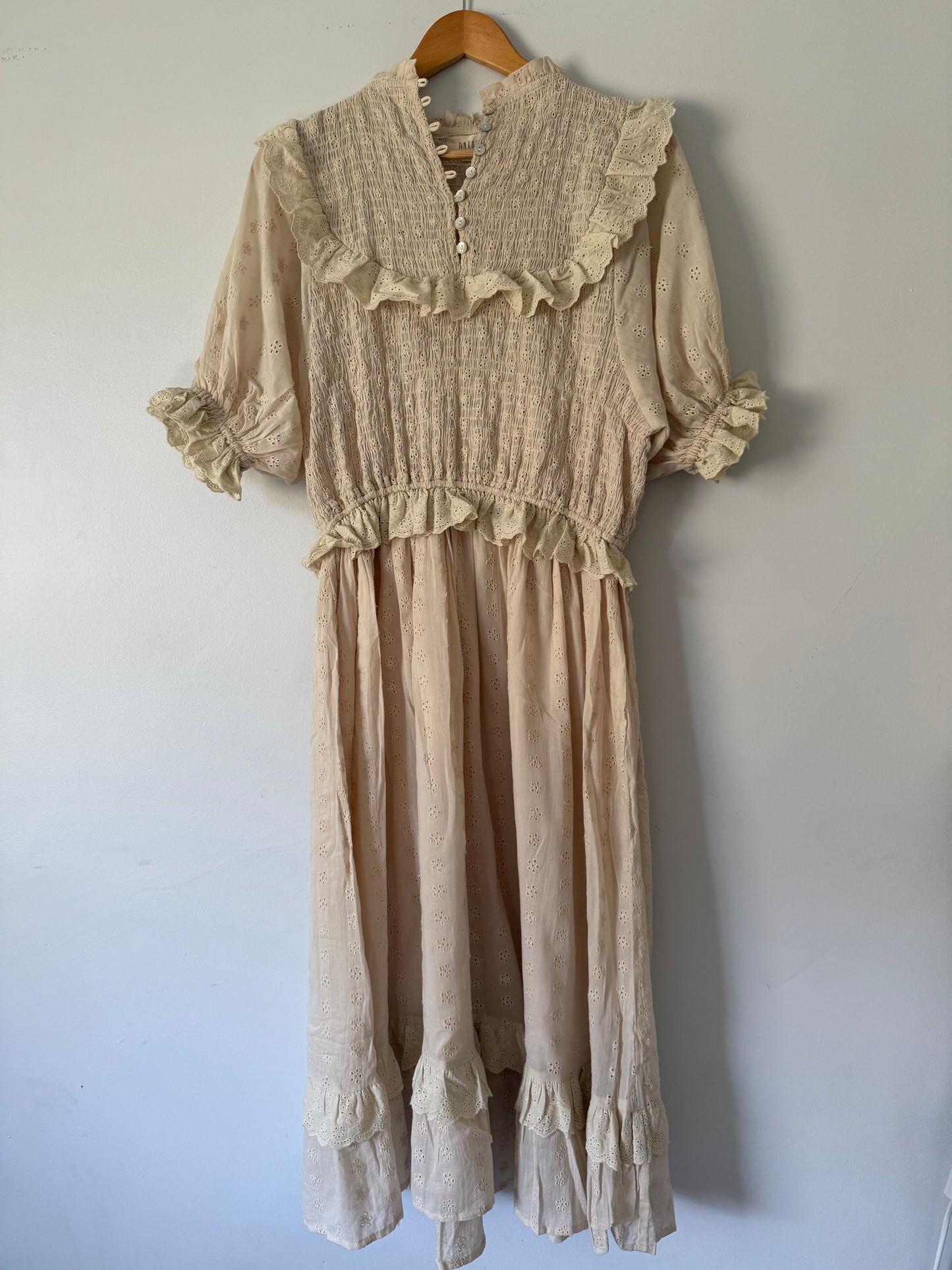 PRELOVED ESLEY DRESS ANTIQUE WHITE COTTON LACE XL