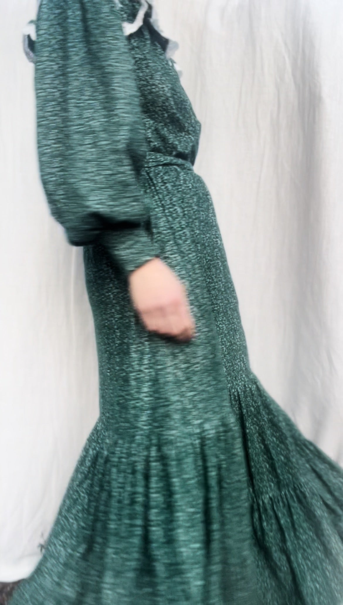 100% RECYCLED COTTON CORDUROY - CLOTHILDE DRESS FOREST GREEN FLORAL