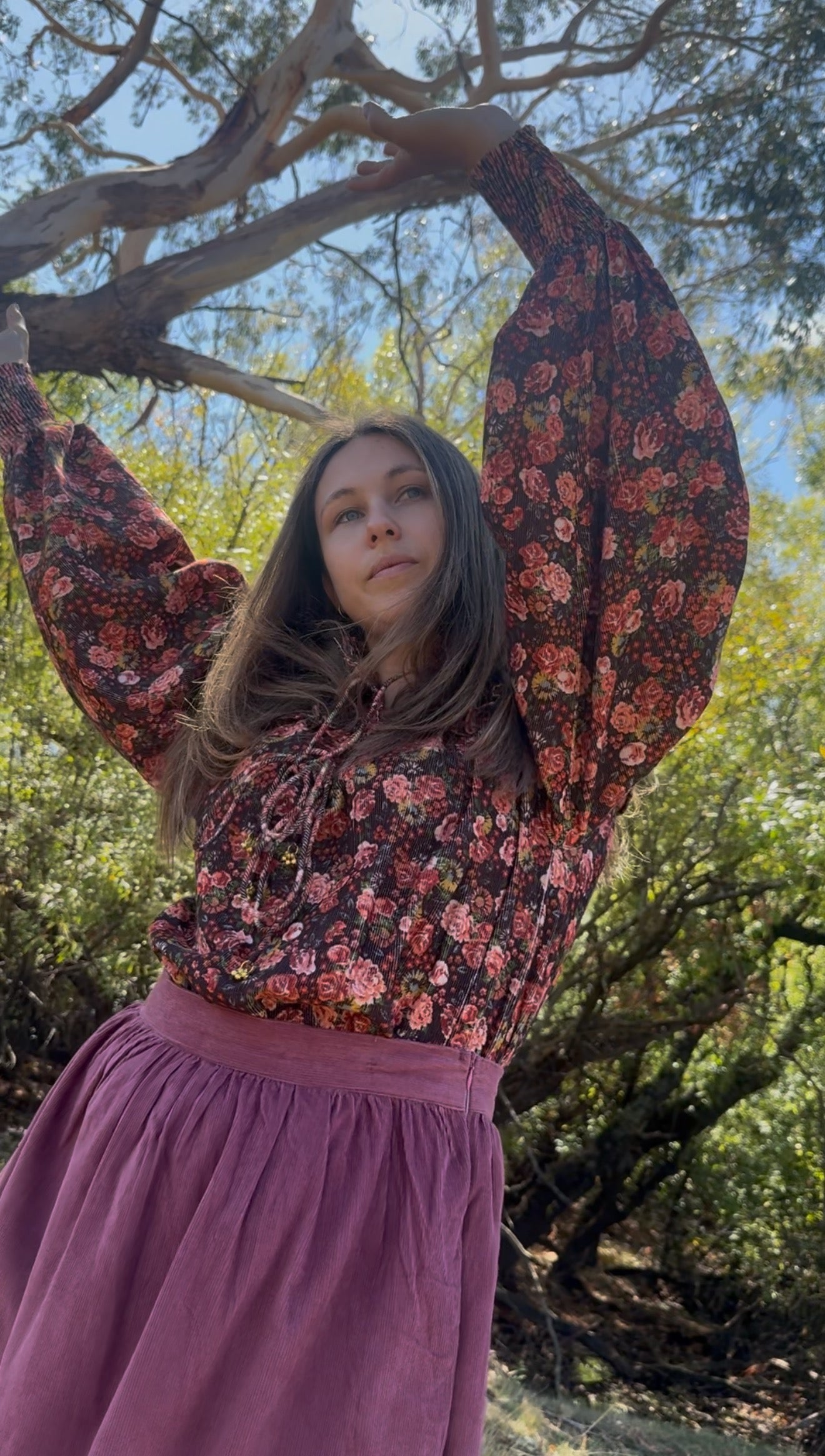 SECOND - 100% RECYCLED COTTON CORDUROY- BAMBI BLOUSE AUTUMNAL FLORAL XL