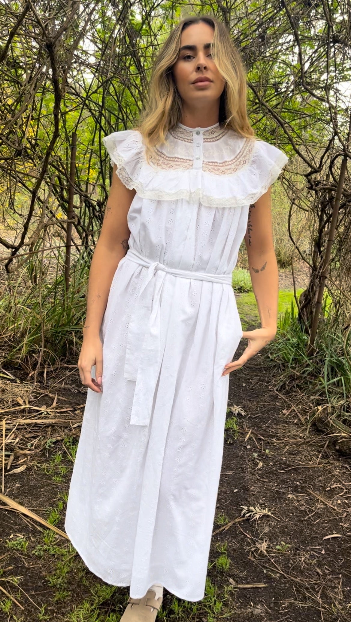 100% RECYCLED COTTON - REVERIE DRESS WHITE