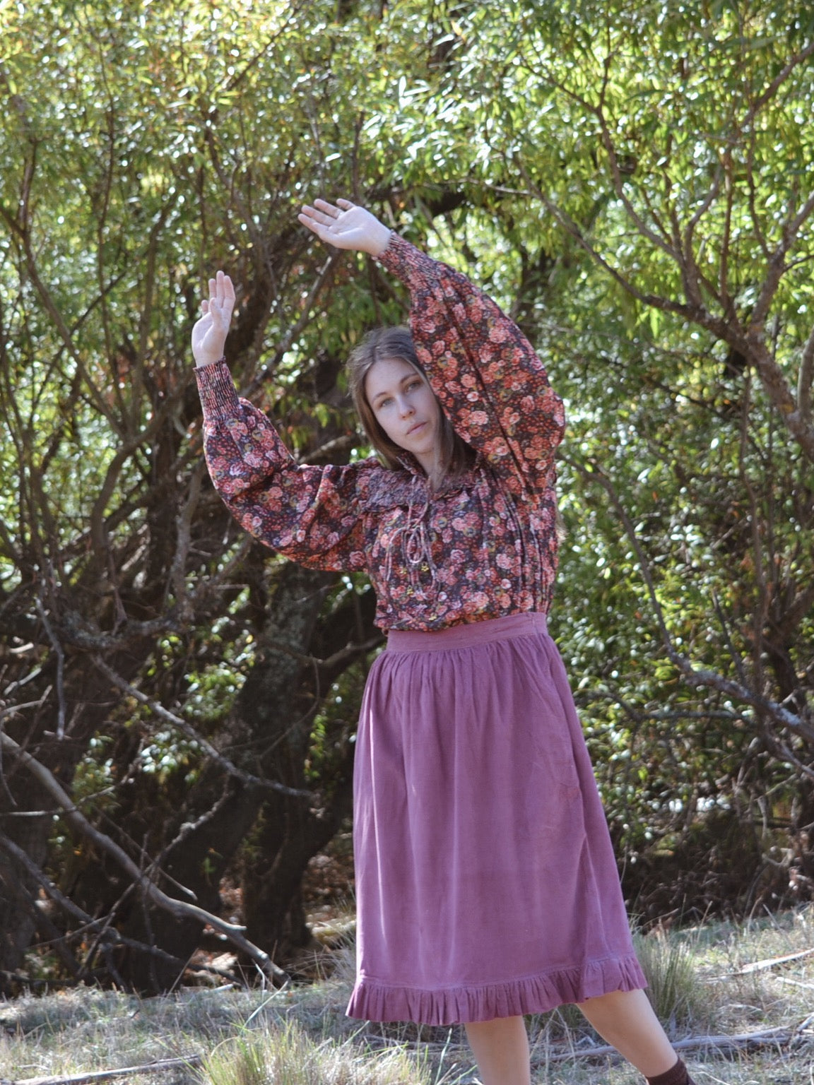SECOND - 100% RECYCLED COTTON CORDUROY- BAMBI BLOUSE AUTUMNAL FLORAL XL