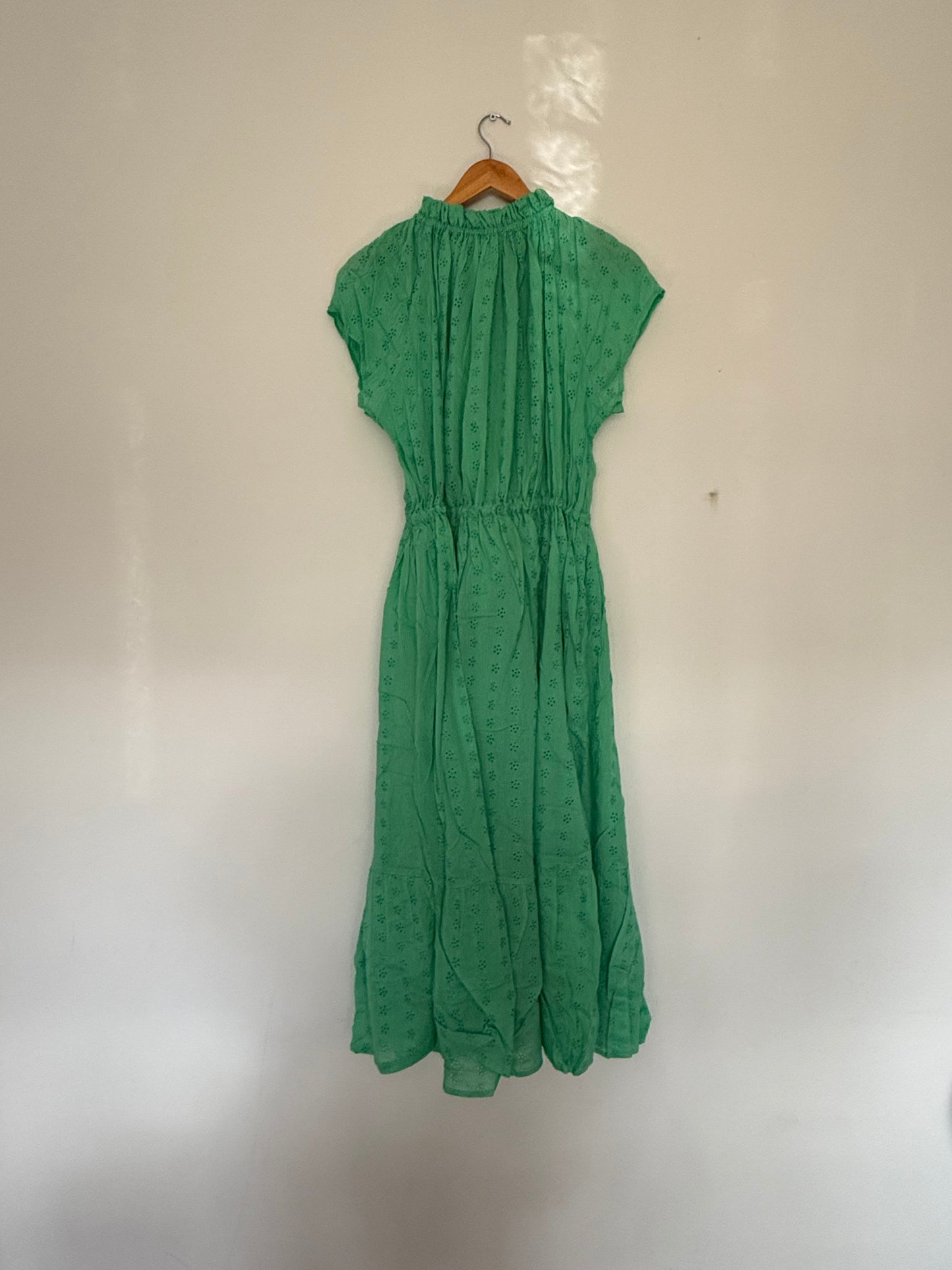 PRELOVED - 100% RECYCLED COTTON - ISABEL DRESS JADE GREEN COTTON LACE - L