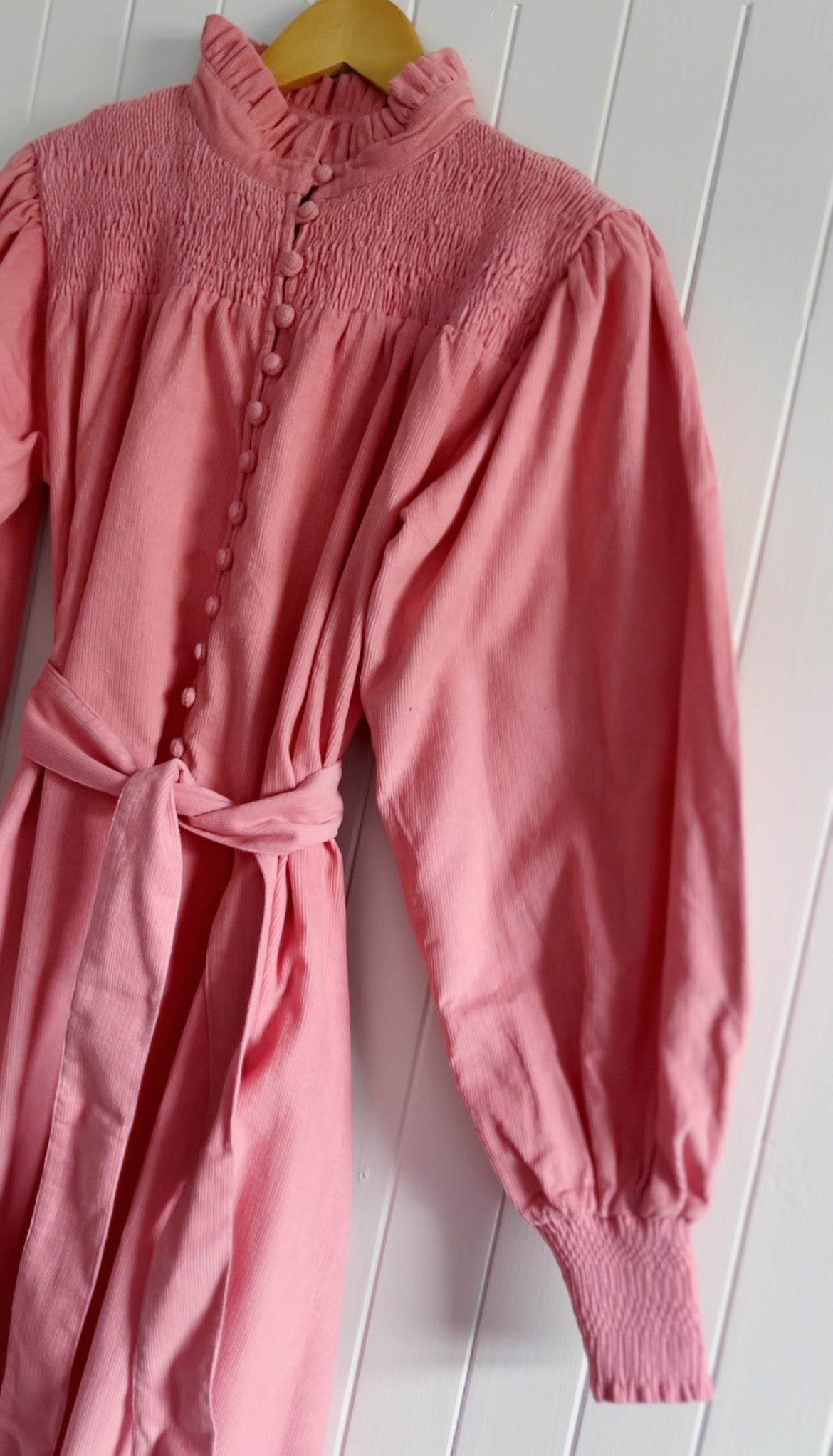 PRELOVED - 100% COTTON CORDUROY - CLOTHILDE DRESS CERISE PINK XS