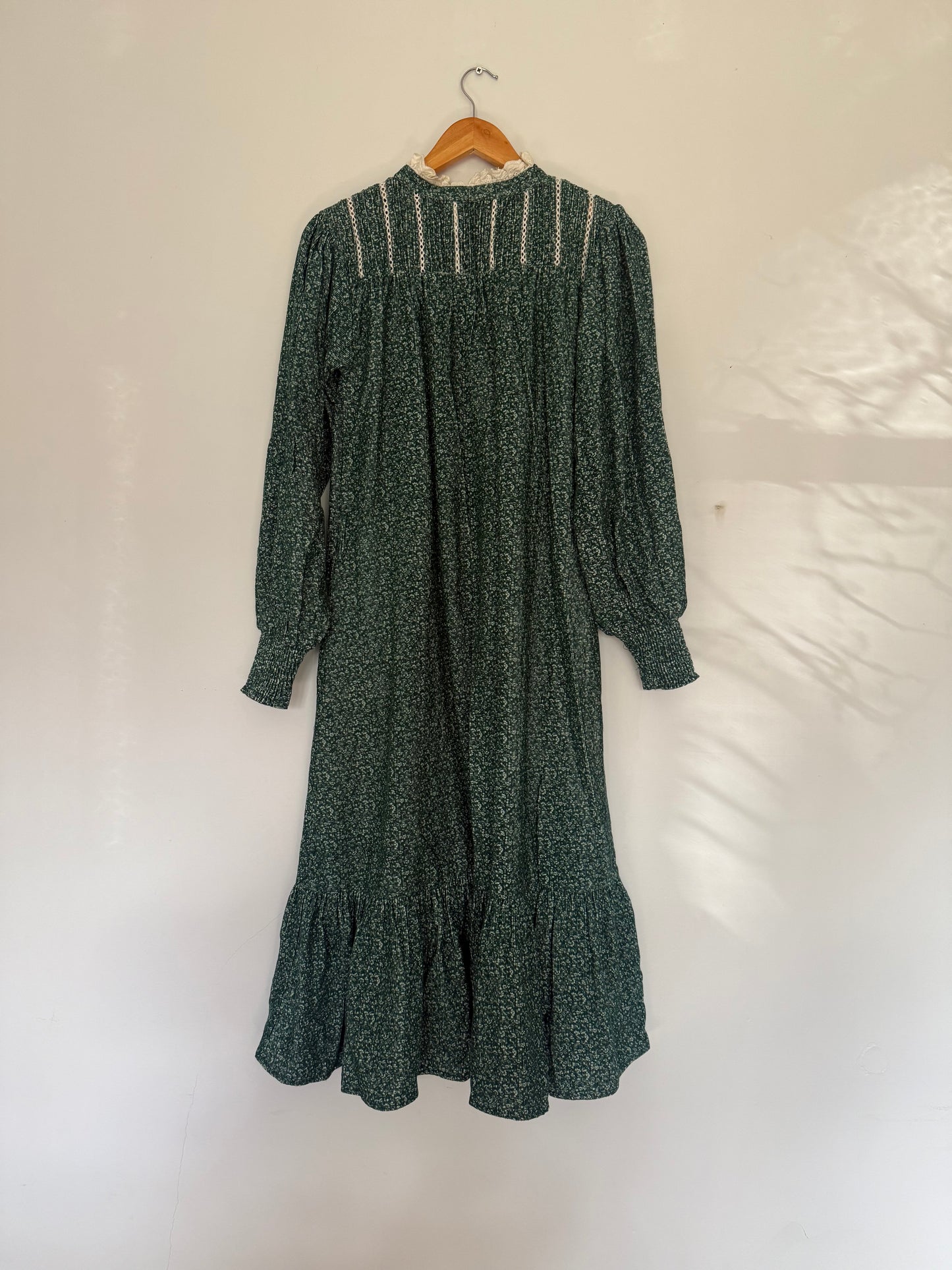 PRELOVED - 100% RECYCLED COTTON CORDUROY - CLOTHILDE DRESS FOREST GREEN MIDI XS