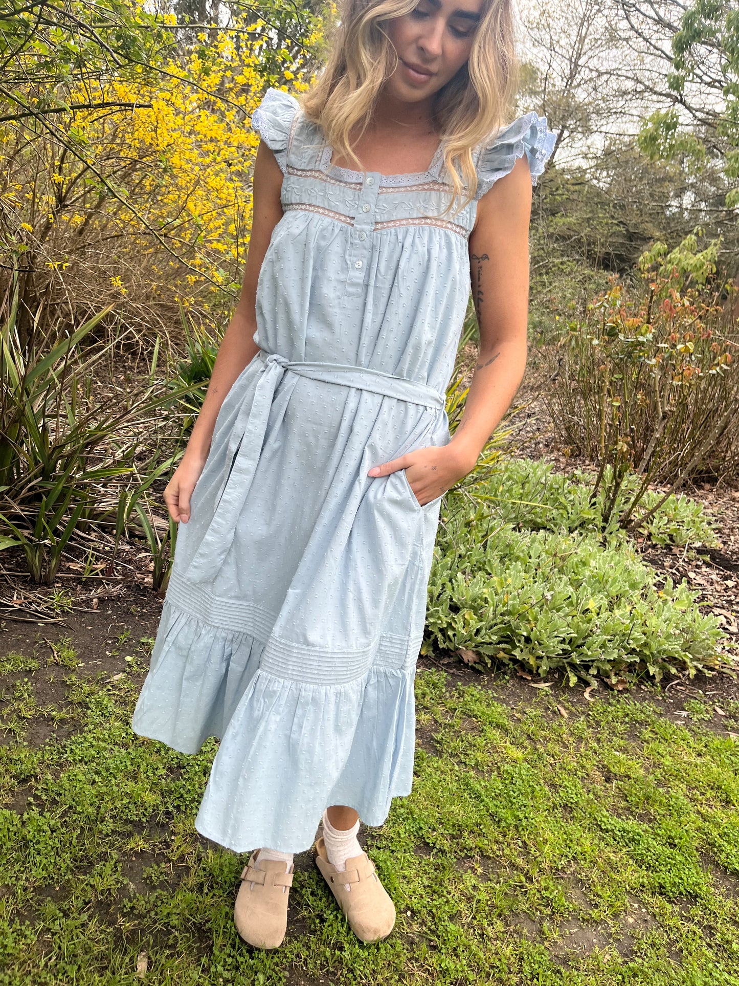 100% RECYCLED COTTON - ALICE DRESS - PASTEL BLUE