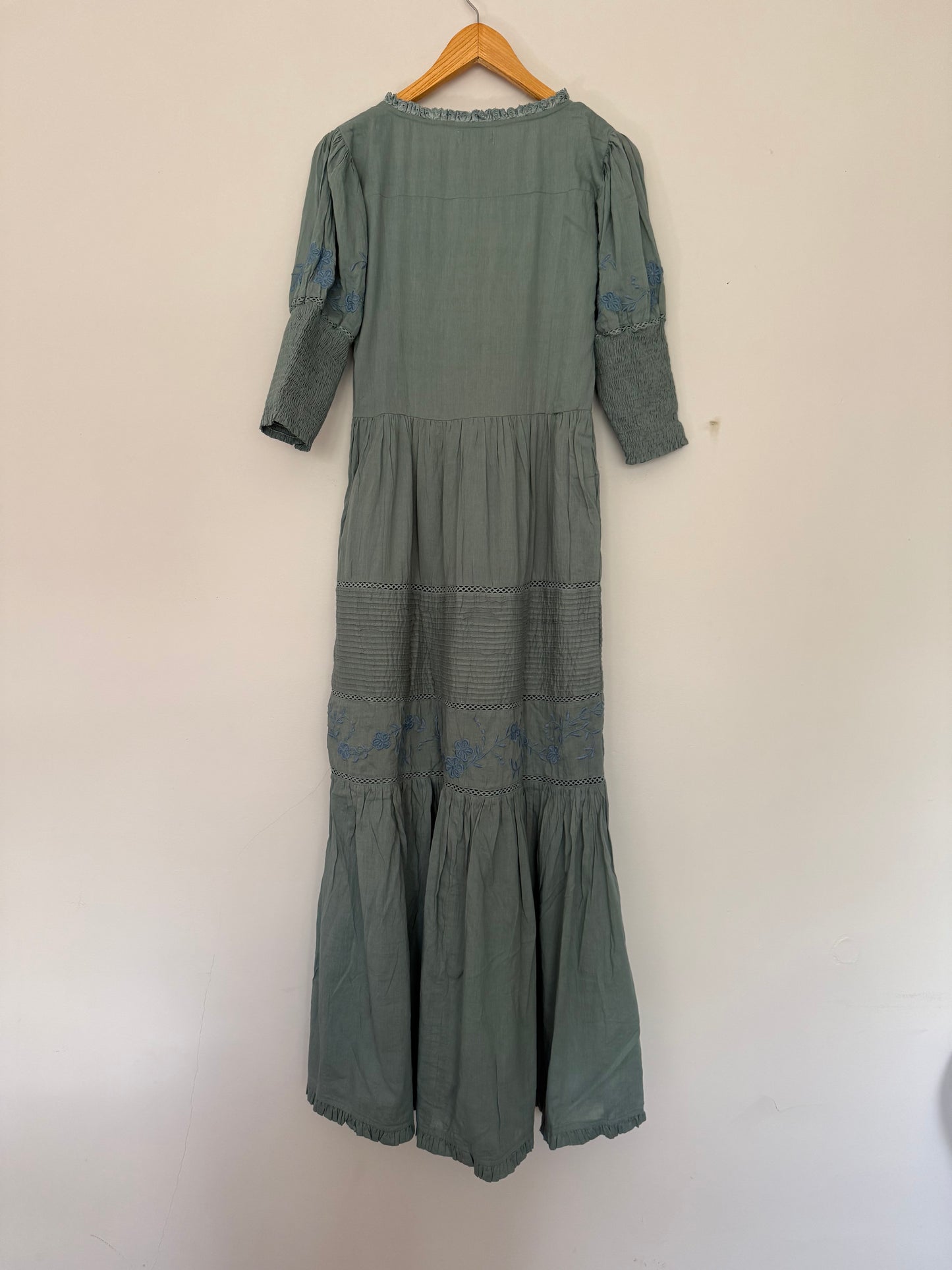 PRELOVED AUGUSTINE MAXI DRESS DUSTY TEAL XS NO BELT