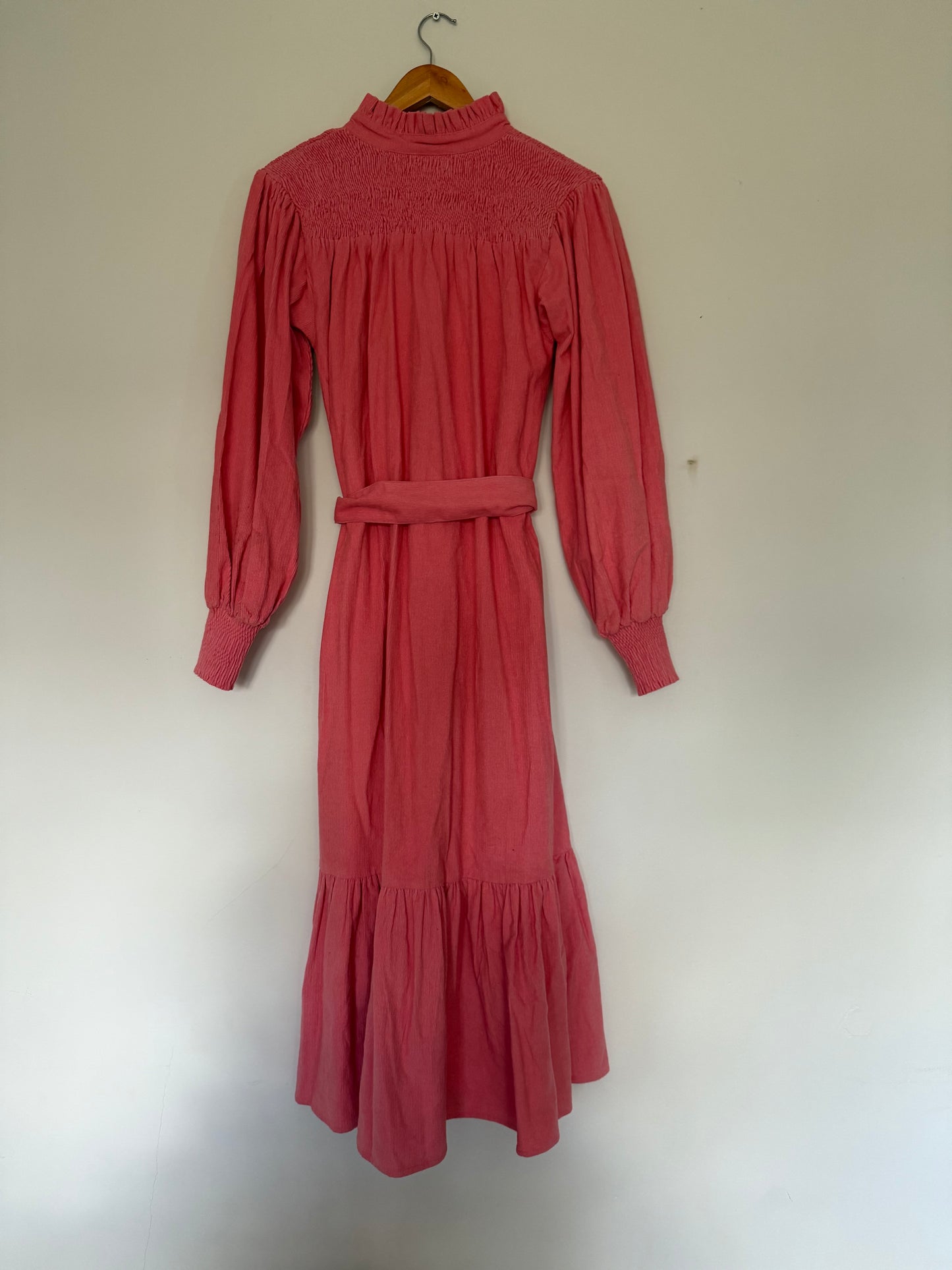 PRELOVED - 100% COTTON CORDUROY - CLOTHILDE DRESS CERISE PINK XS