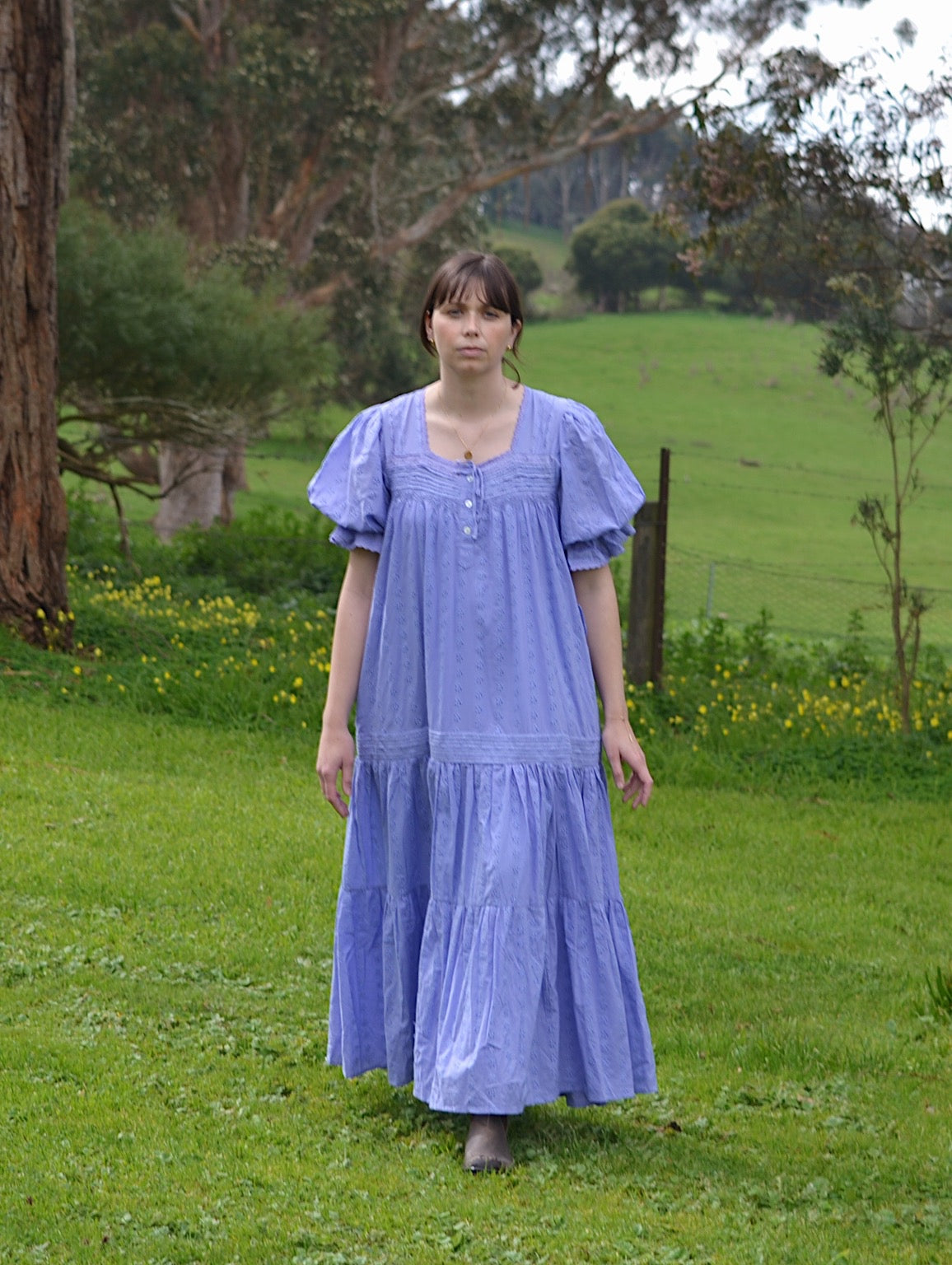 PRELOVED - 100% RECYCLED COTTON - MORNING SONG HAND SMOCKED TIERED DRESS - VERI PERI LARGE