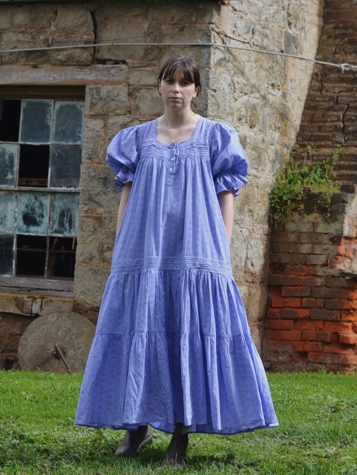 PRELOVED - 100% RECYCLED COTTON - MORNING SONG HAND SMOCKED TIERED DRESS - VERI PERI LARGE