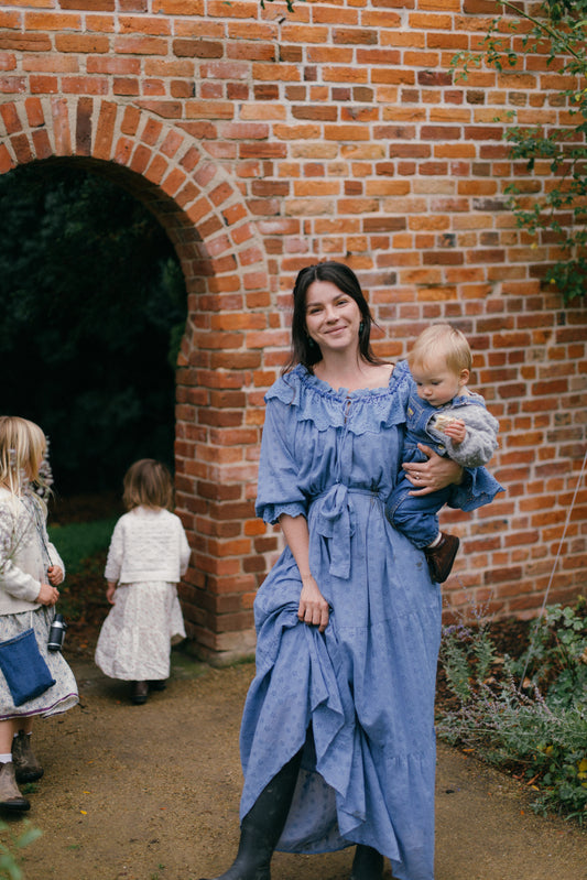 100% RECYCLED COTTON - MARIONETTE DRESS CORNFLOWER BLUE