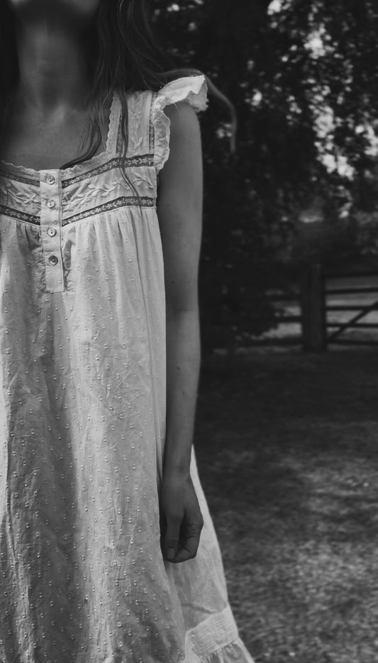 SMALL RESTOCK - 100% RECYCLED COTTON - ALICE DRESS - WHITE