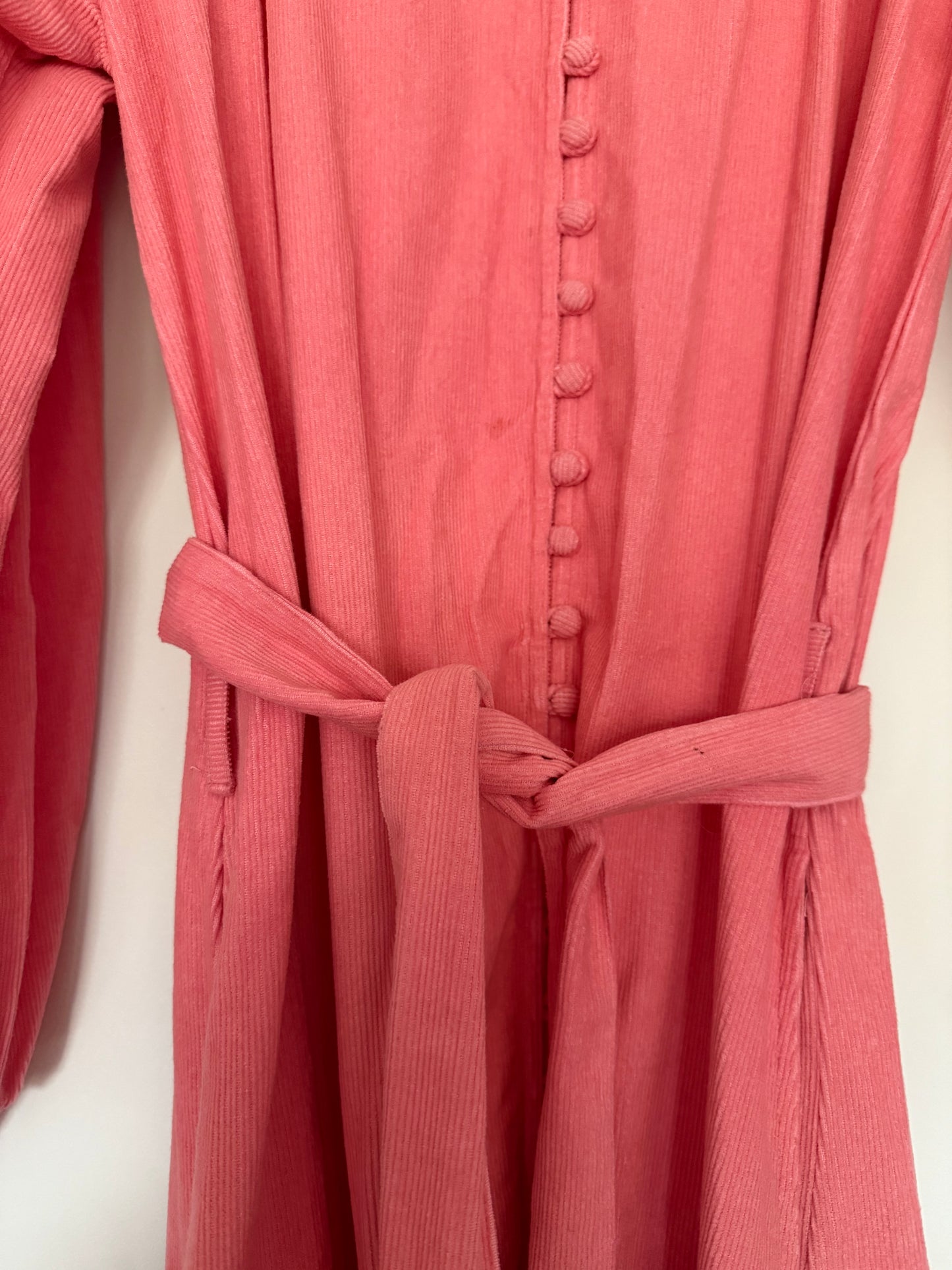 PRELOVED - 100% COTTON CORDUROY - CLOTHILDE DRESS CERISE PINK XS