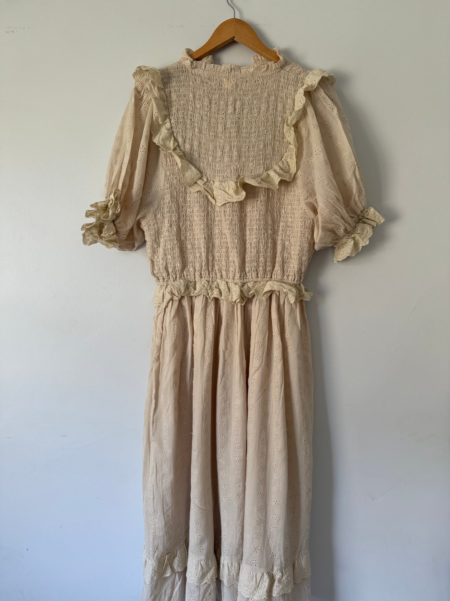 PRELOVED ESLEY DRESS ANTIQUE WHITE COTTON LACE XL