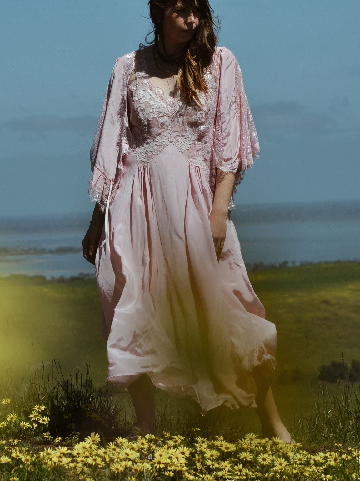 AMORET SILK CAPELET BLOUSE - PASTEL PINK