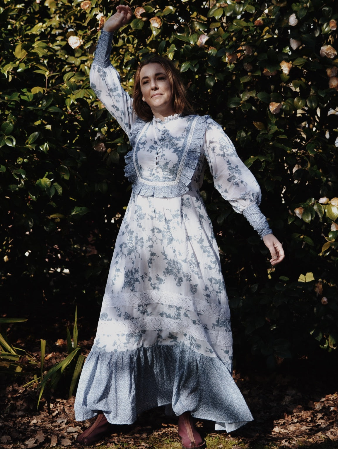 SECOND - 100% RECYCLED COTTON - CLARA DRESS TOILE BLUE ROSE