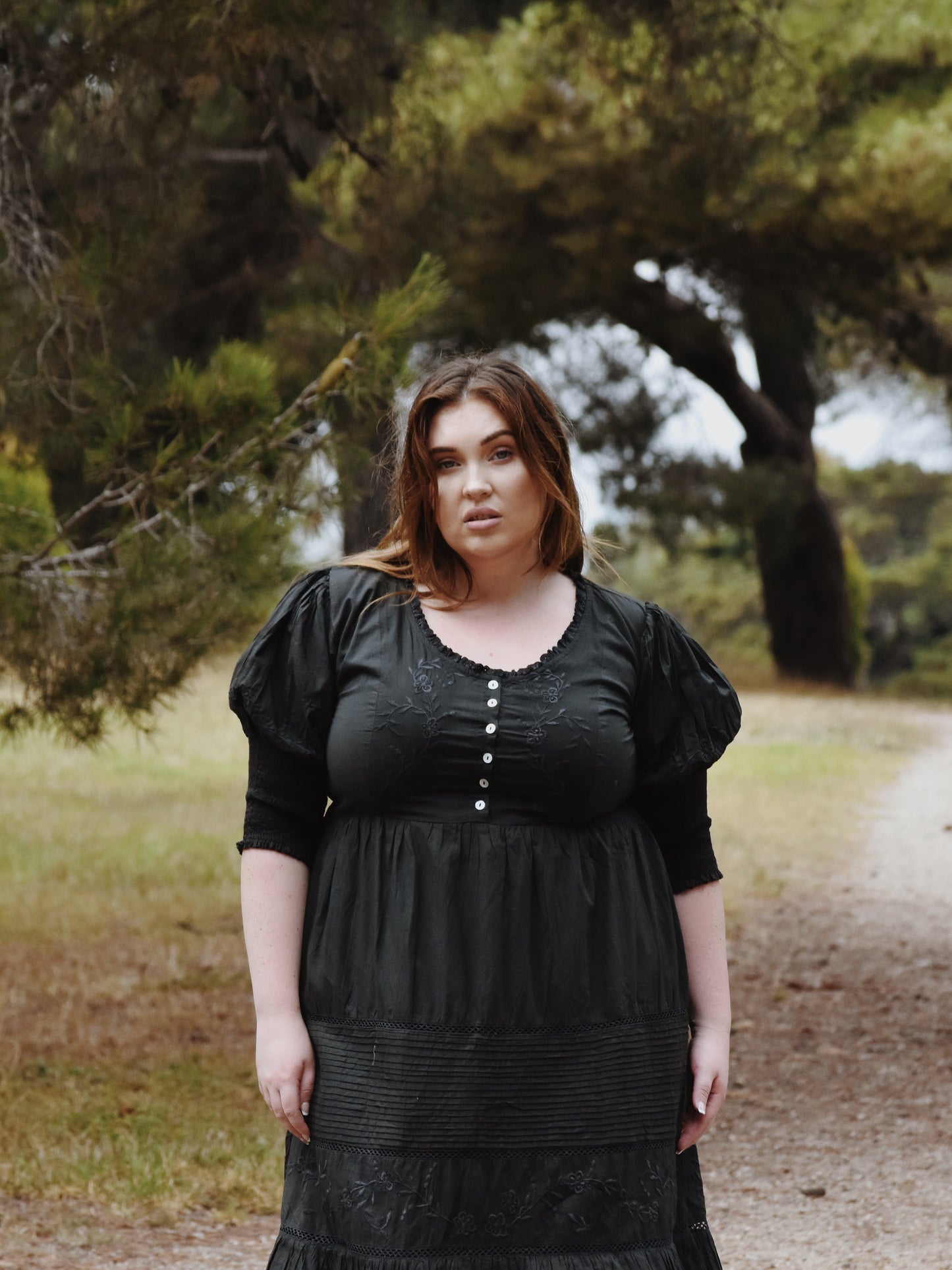 SECONDS - 100% RECYCLED COTTON - AUGUSTINE MAXI DRESS WASHED BLACK