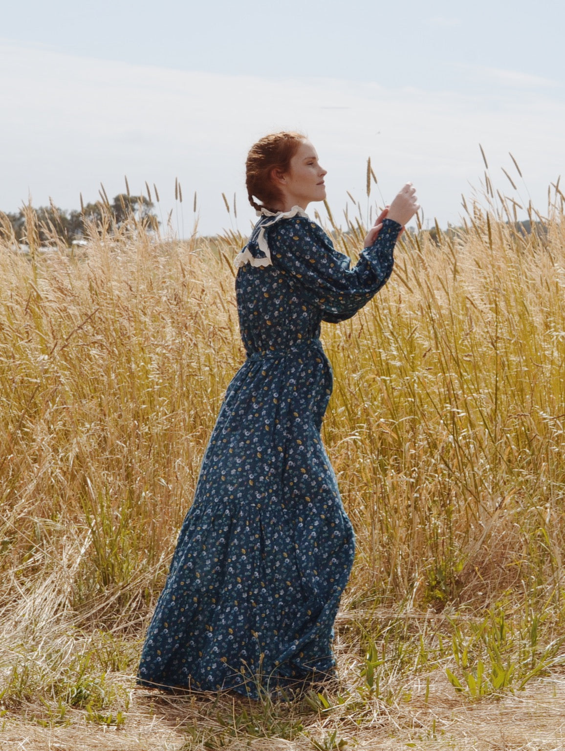 SECOND - 100% RECYCLED COTTON - CLOTHILDE DRESS BLUE FLORAL