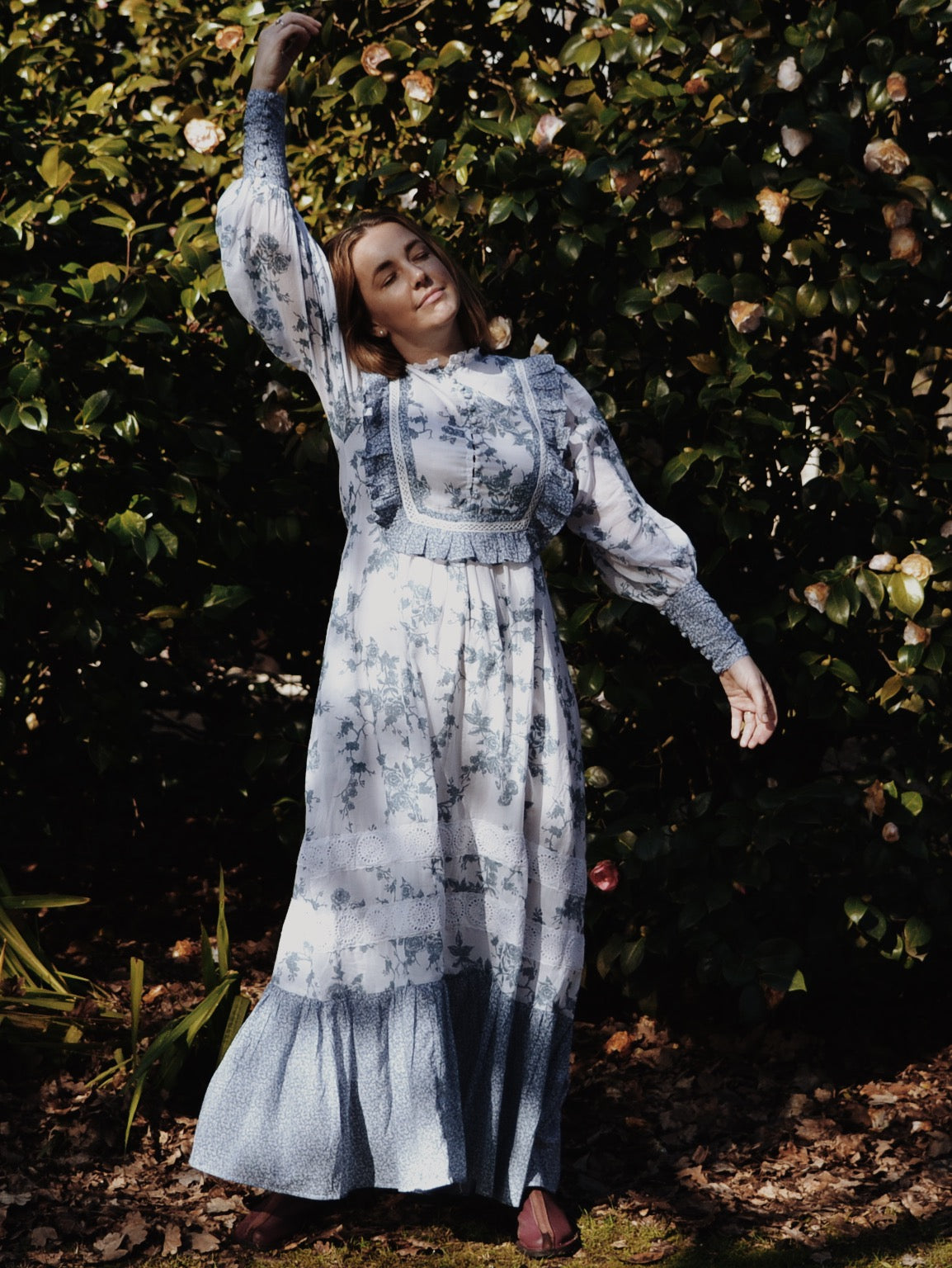 SECOND - 100% RECYCLED COTTON - CLARA DRESS TOILE BLUE ROSE