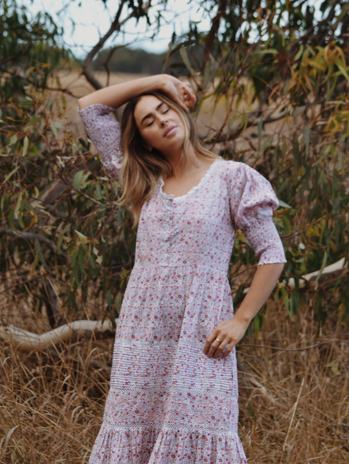 AUGUSTINE MAXI DRESS PINK DITSY FLORAL