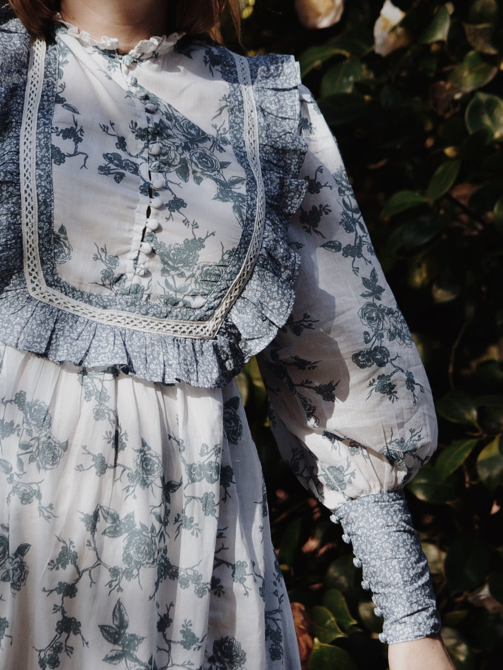 SECOND - 100% RECYCLED COTTON - CLARA DRESS TOILE BLUE ROSE