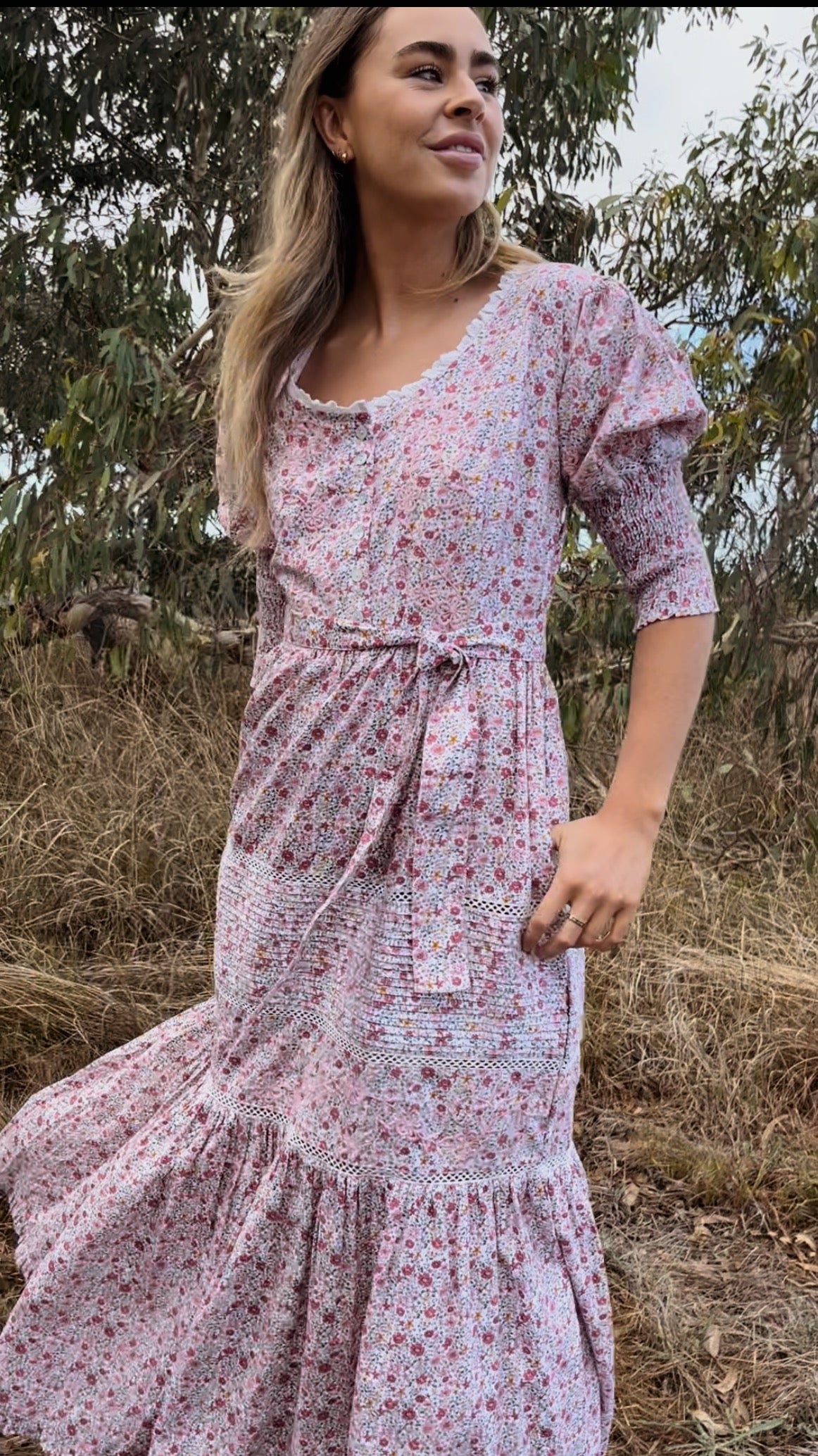 AUGUSTINE MAXI DRESS PINK DITSY FLORAL