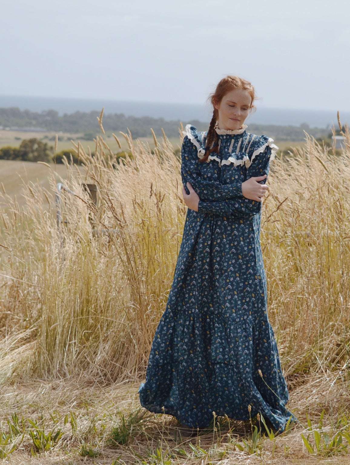 SECOND - 100% RECYCLED COTTON - CLOTHILDE DRESS BLUE FLORAL