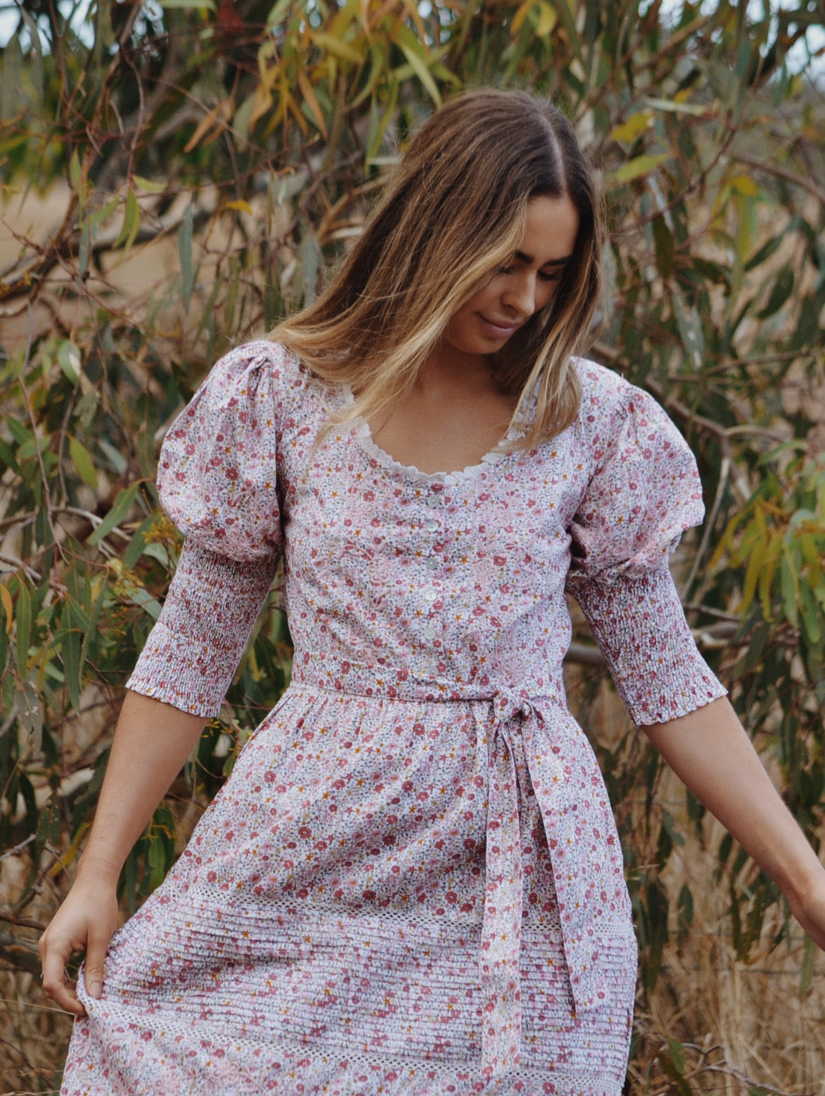 AUGUSTINE MAXI DRESS PINK DITSY FLORAL