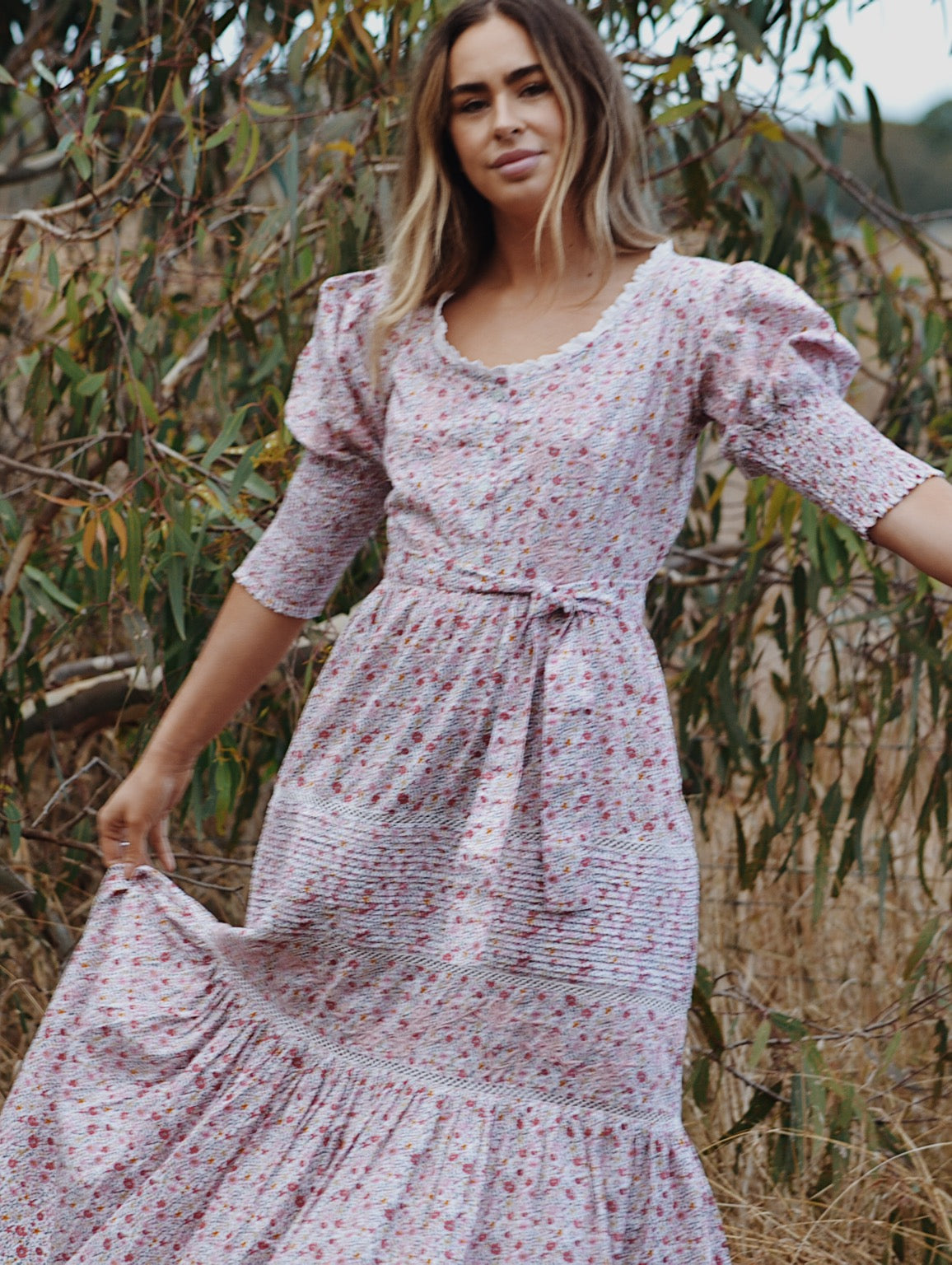 AUGUSTINE MAXI DRESS PINK DITSY FLORAL