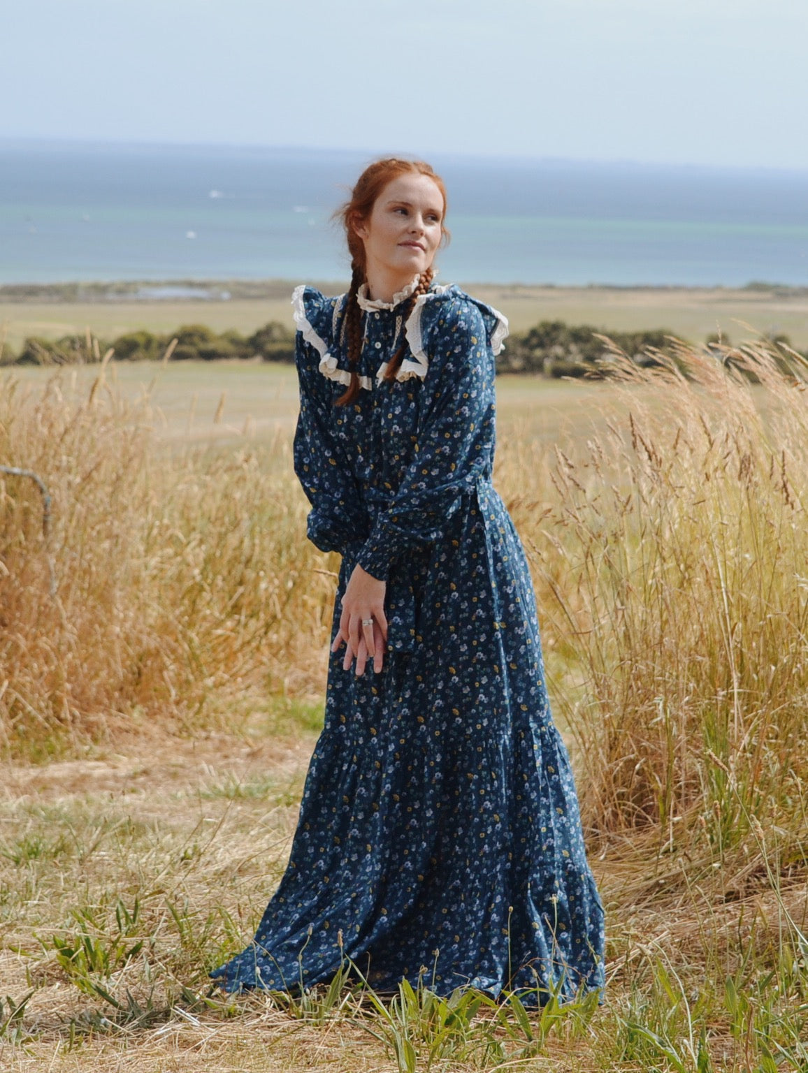 SECOND - 100% RECYCLED COTTON - CLOTHILDE DRESS BLUE FLORAL