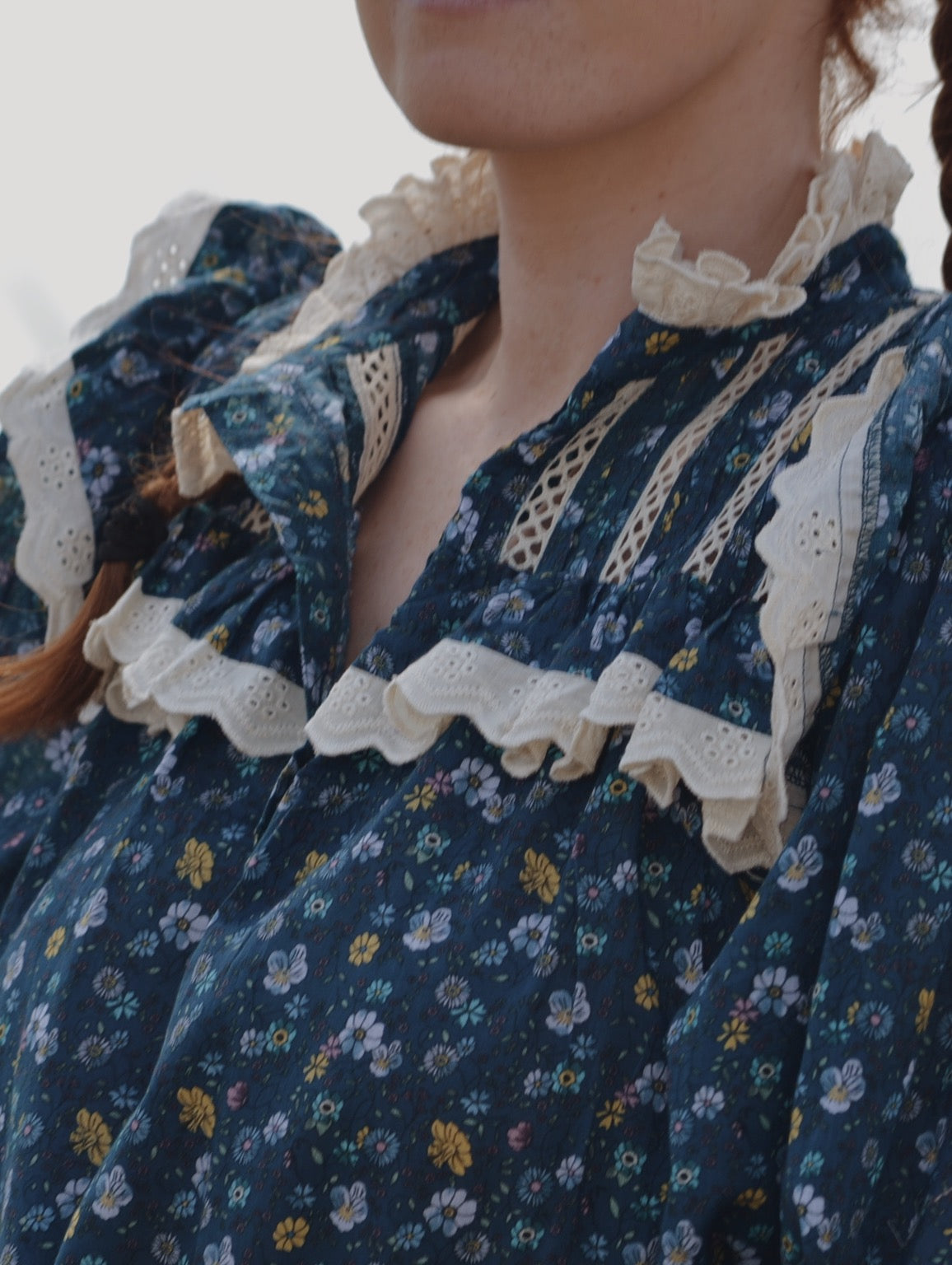 SECOND - 100% RECYCLED COTTON - CLOTHILDE DRESS BLUE FLORAL