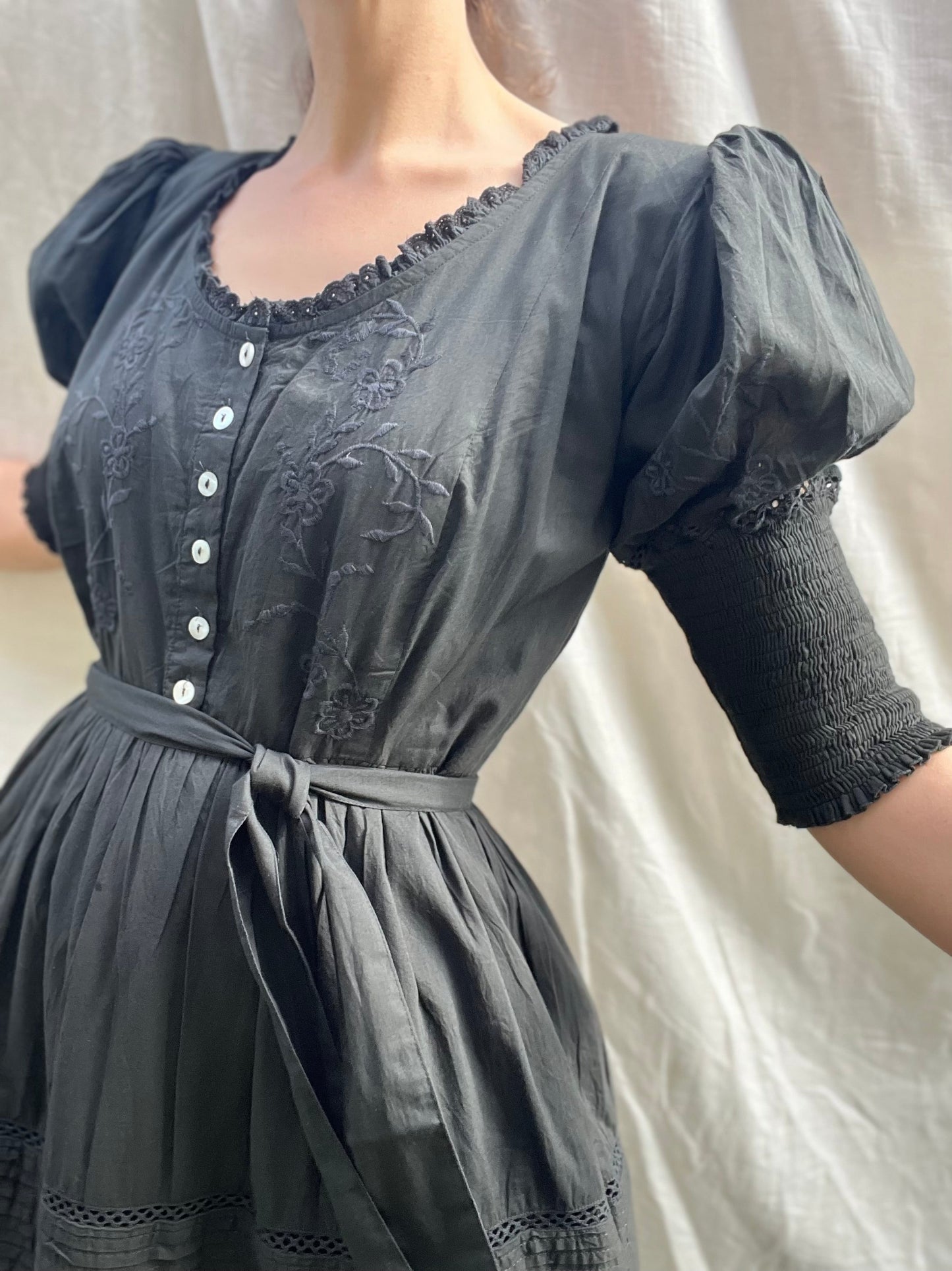SECONDS - 100% RECYCLED COTTON - AUGUSTINE MAXI DRESS WASHED BLACK