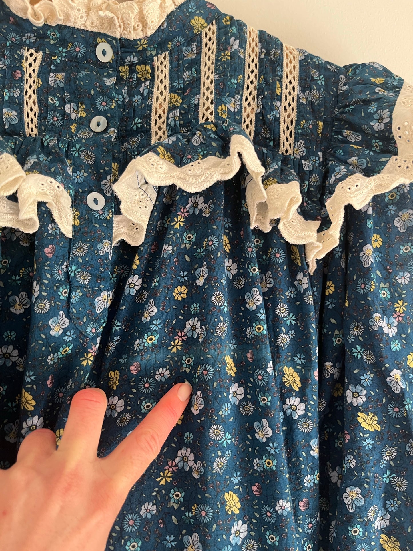 SECOND - 100% RECYCLED COTTON - CLOTHILDE DRESS BLUE FLORAL